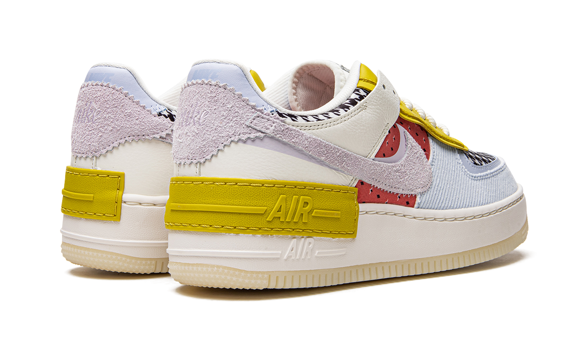 nike air force 1 low shadow multi print houndstooth women s+DM8076-100+diagnol right behind view