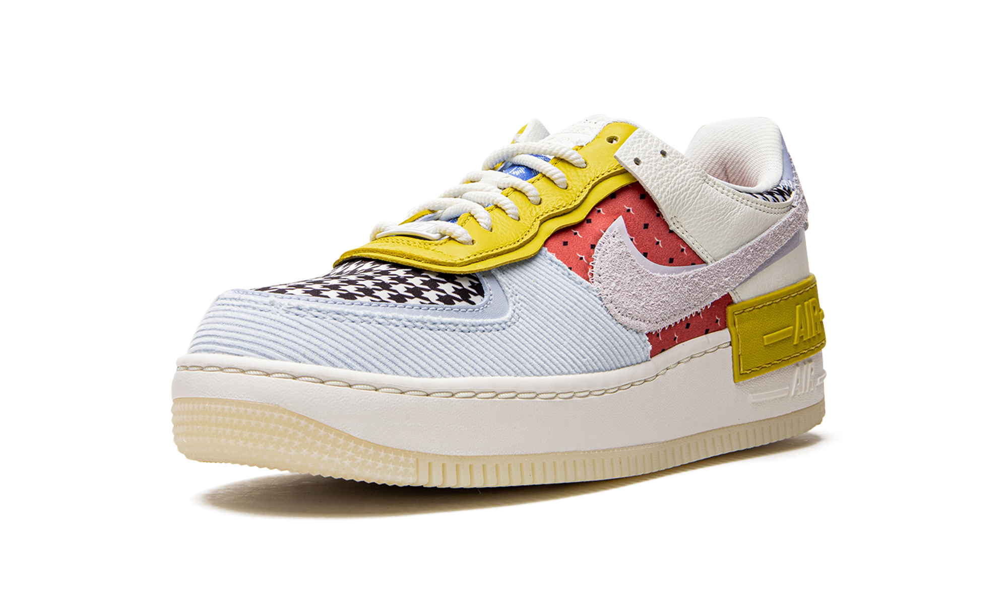 nike air force 1 low shadow multi print houndstooth women s+DM8076-100+left diagnol single view
