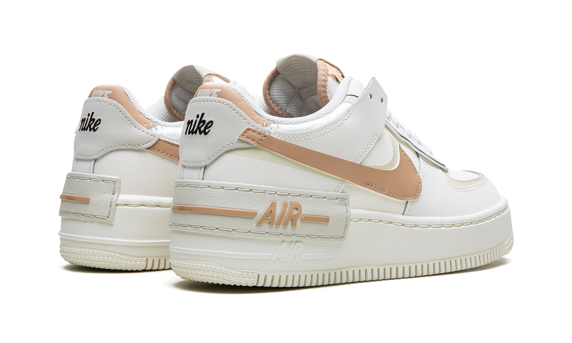 nike air force 1 low shadow sail fossil light bone+CI0919-116+diagnol right behind view