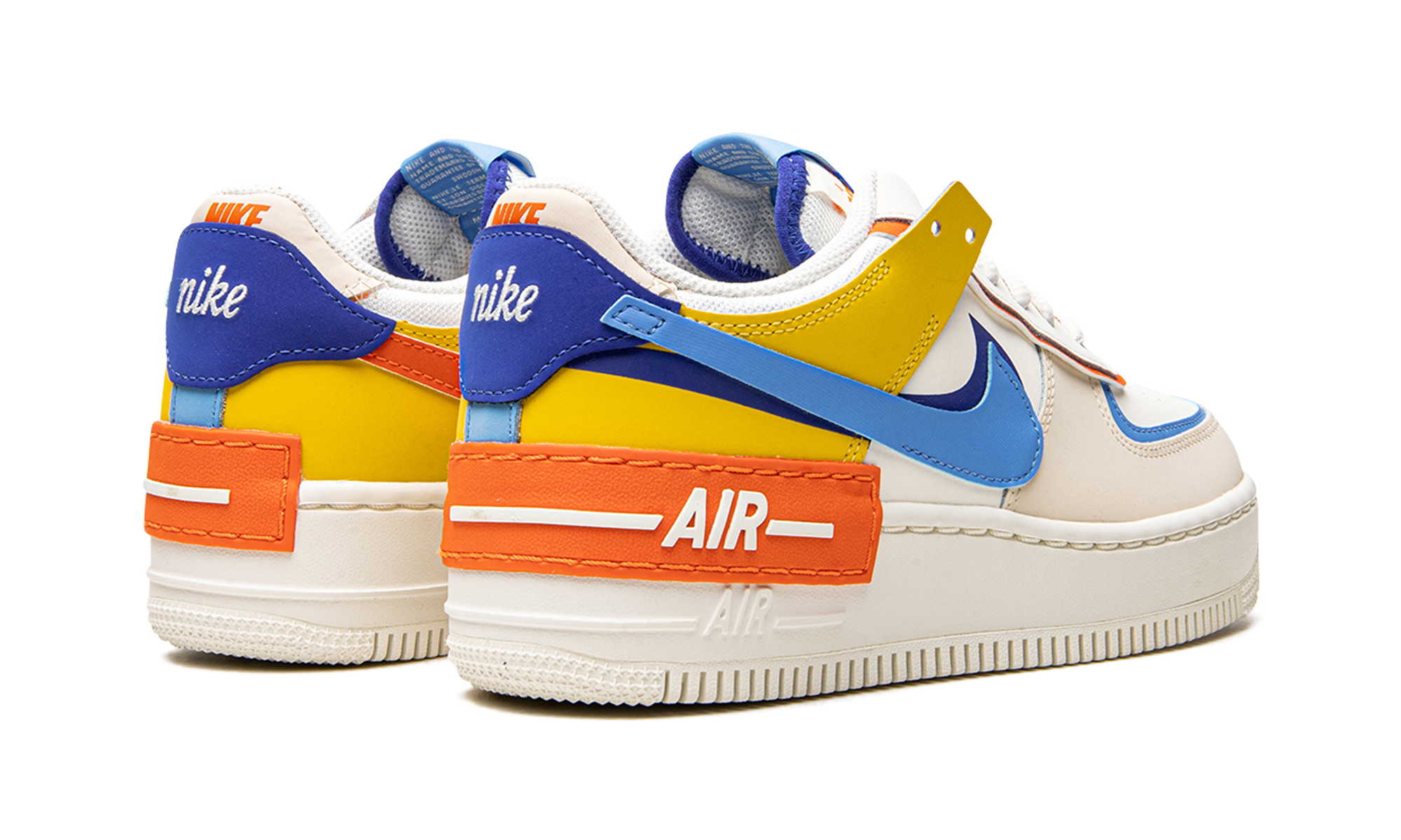 nike air force 1 low shadow sail game royal rush orange university blue women s+CI0919-115+diagnol right behind view