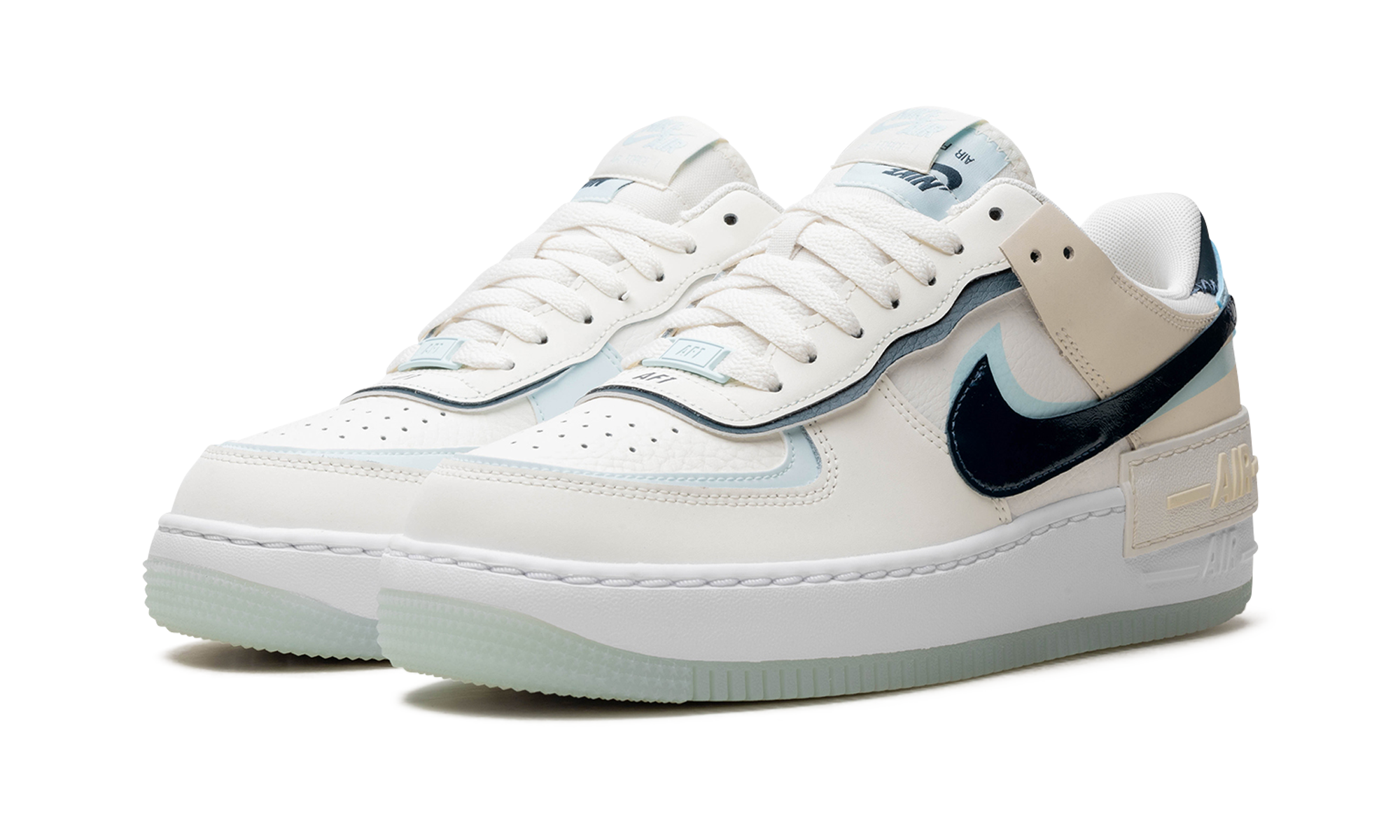 nike air force 1 low shadow sail glacier blue women s+DZ1847-107+diagnol left view