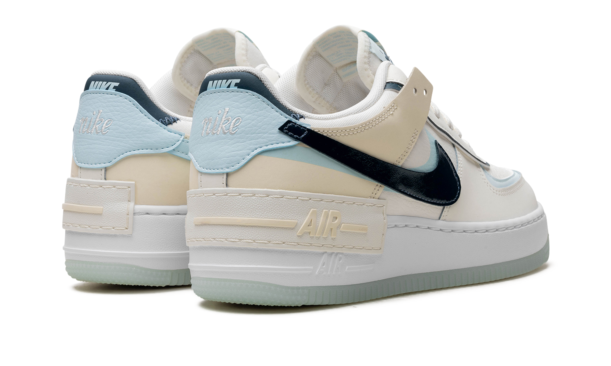 nike air force 1 low shadow sail glacier blue women s+DZ1847-107+diagnol right behind view