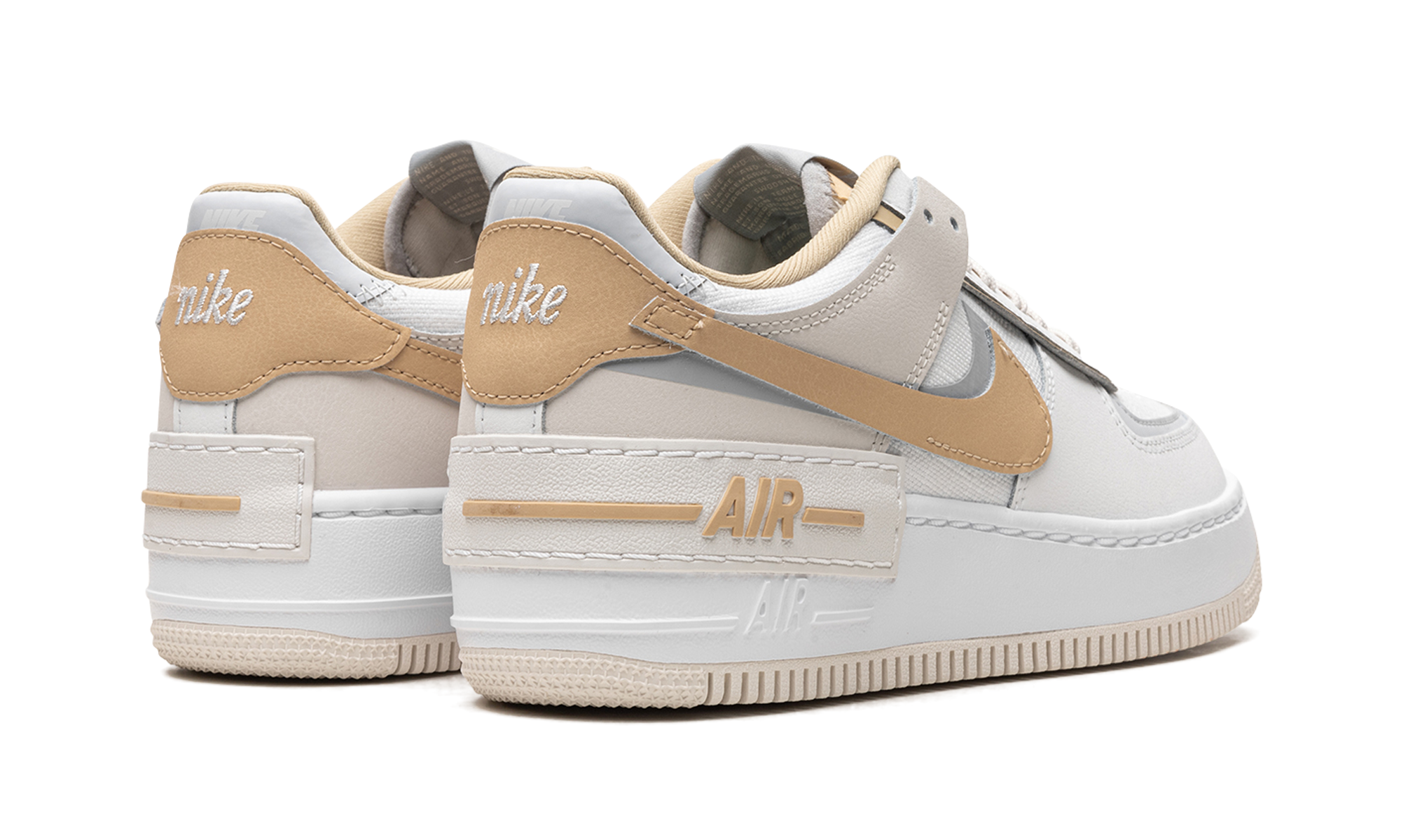 nike air force 1 low shadow sail tan women s+DV7449-100+diagnol right behind view