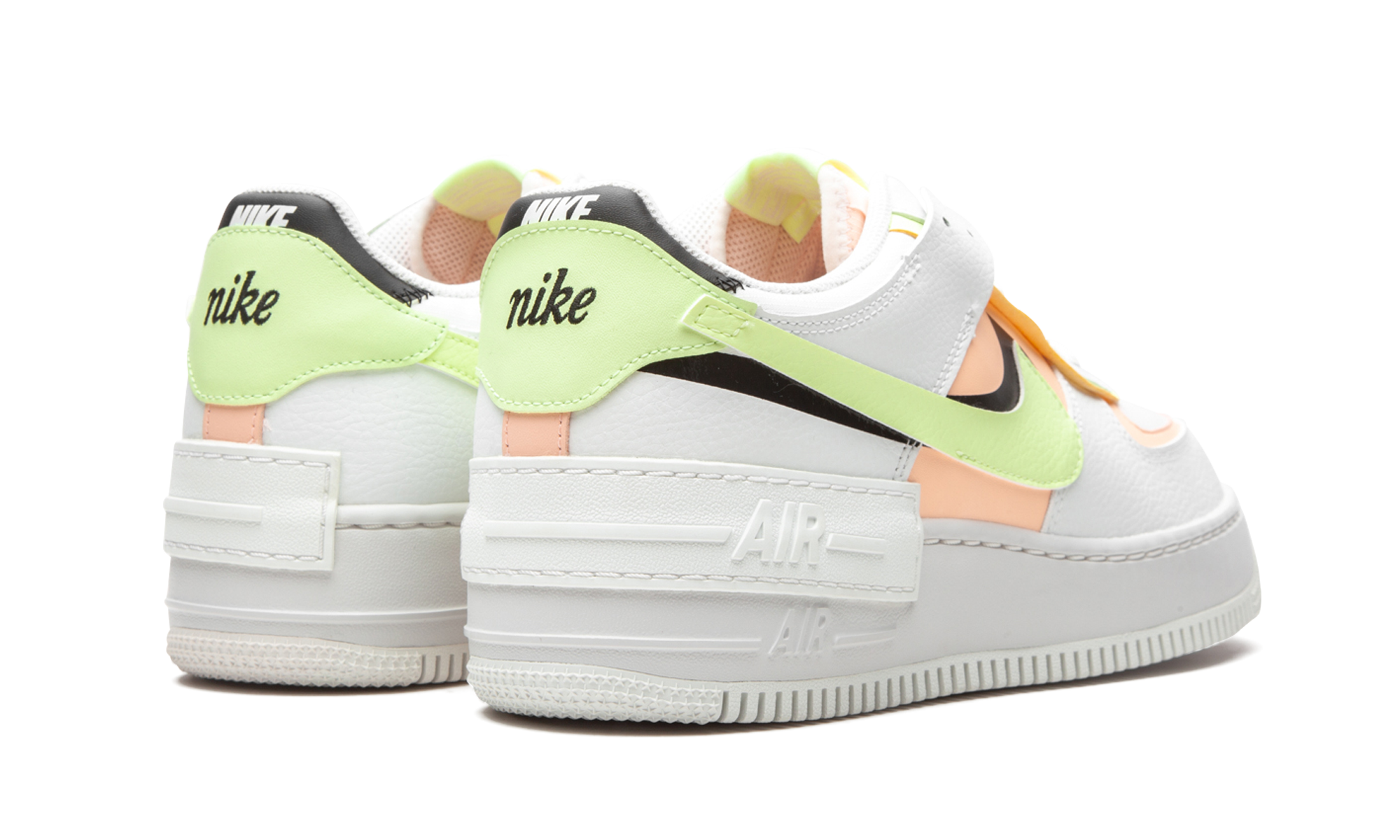 nike air force 1 low shadow summit white barely volt crimson tint women s+CI0919-107+diagnol right behind view