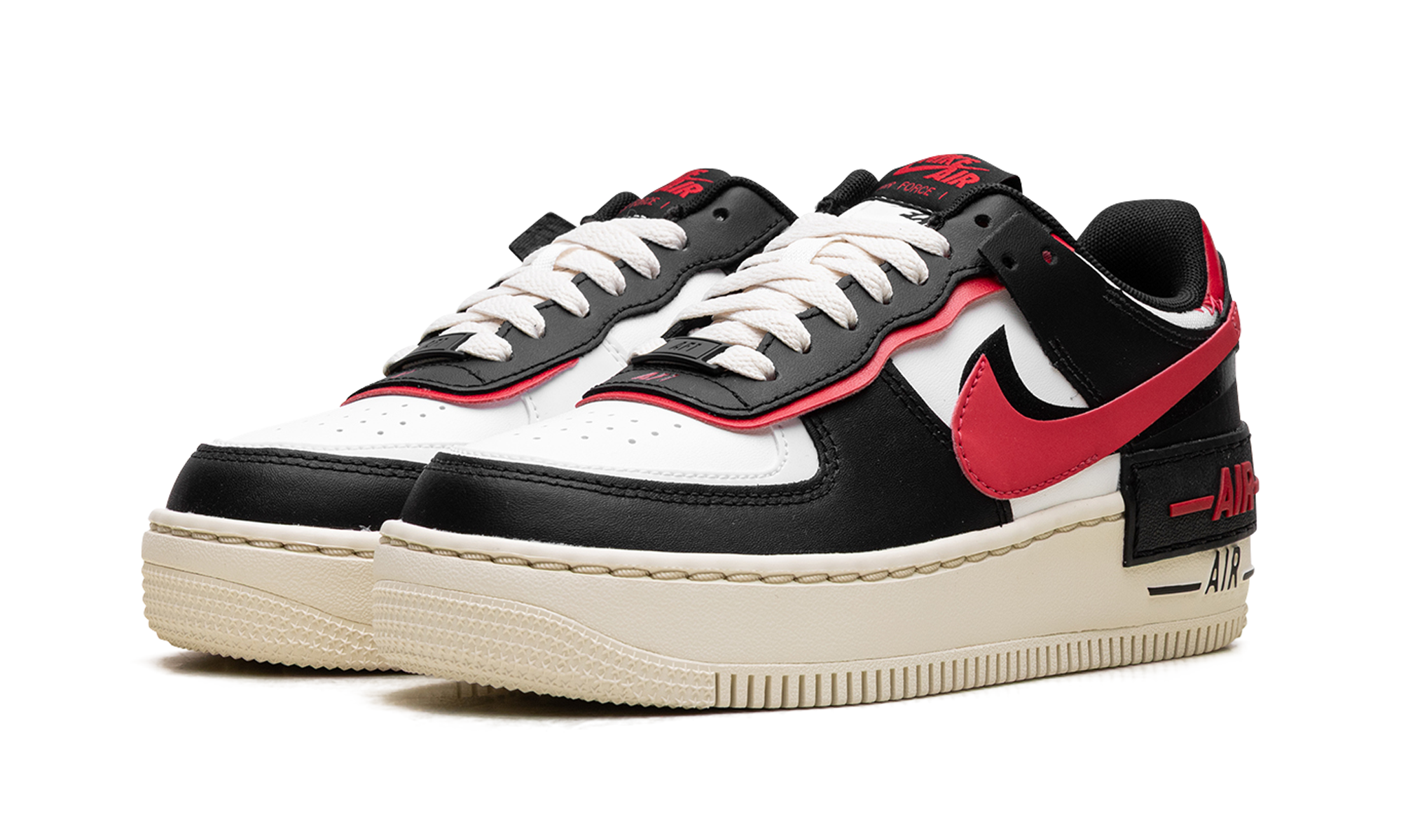 nike air force 1 low shadow summit white university red black women s+DR7883-102+diagnol left view