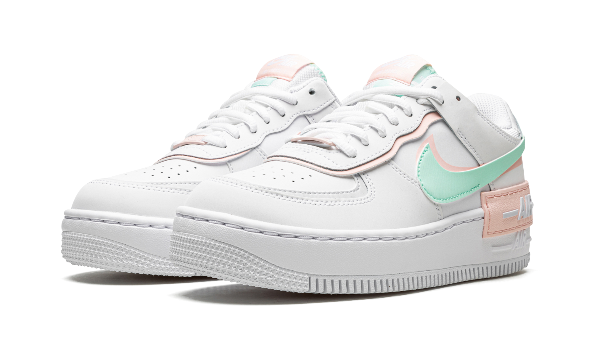 nike air force 1 low shadow white atmosphere mint foam women s+CI0919-117+diagnol left view