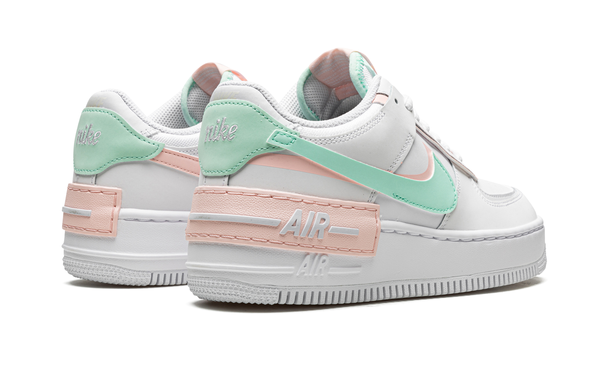 nike air force 1 low shadow white atmosphere mint foam women s+CI0919-117+diagnol right behind view