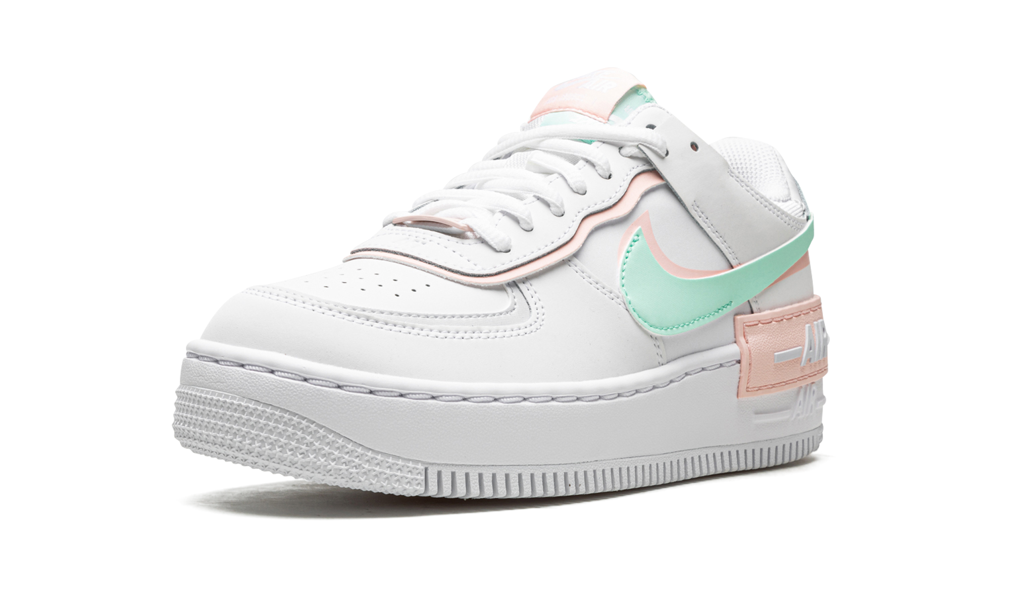 nike air force 1 low shadow white atmosphere mint foam women s+CI0919-117+left diagnol single view