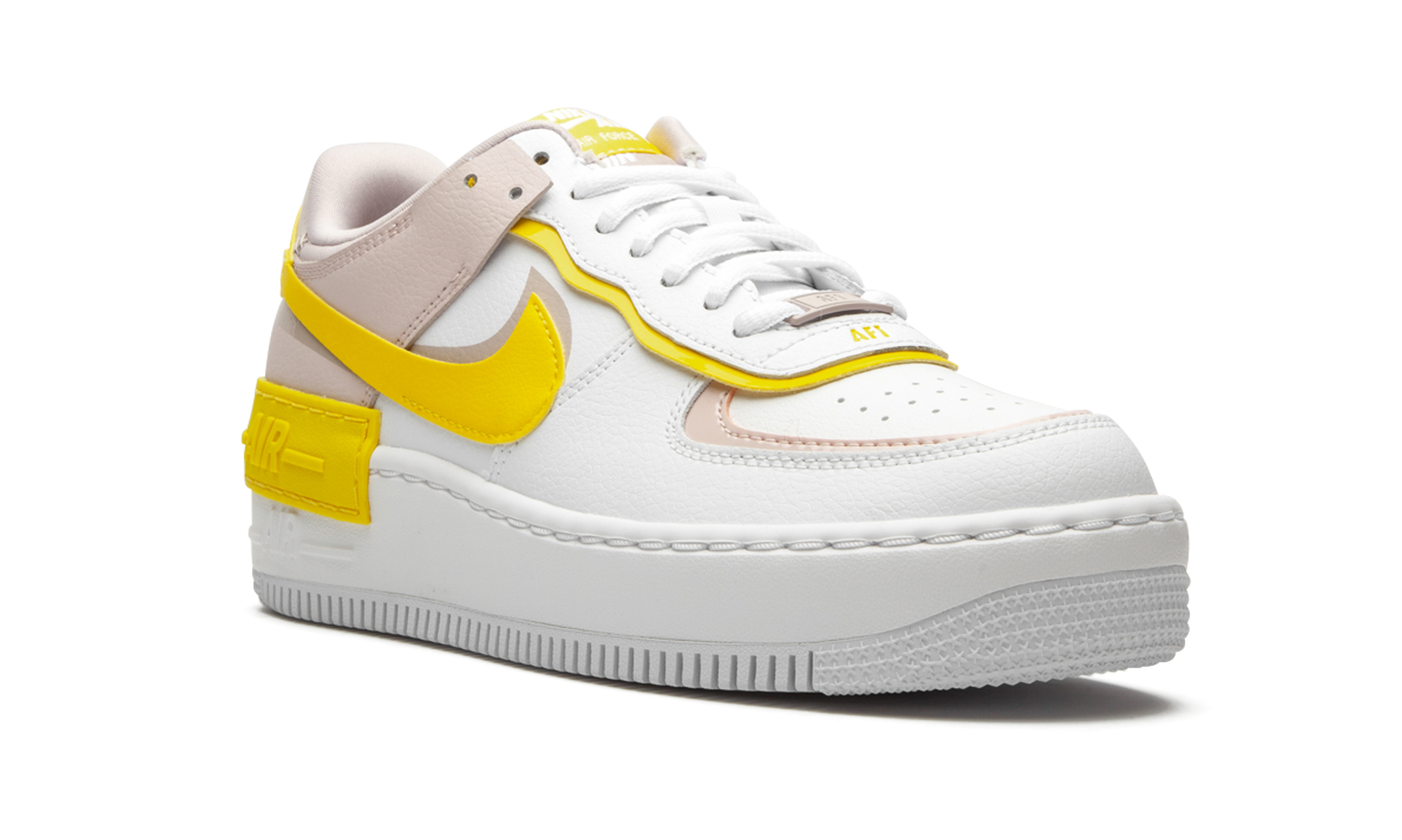 nike air force 1 low shadow white barely rose speed yellow women s+CJ1641-102+diagnol right view