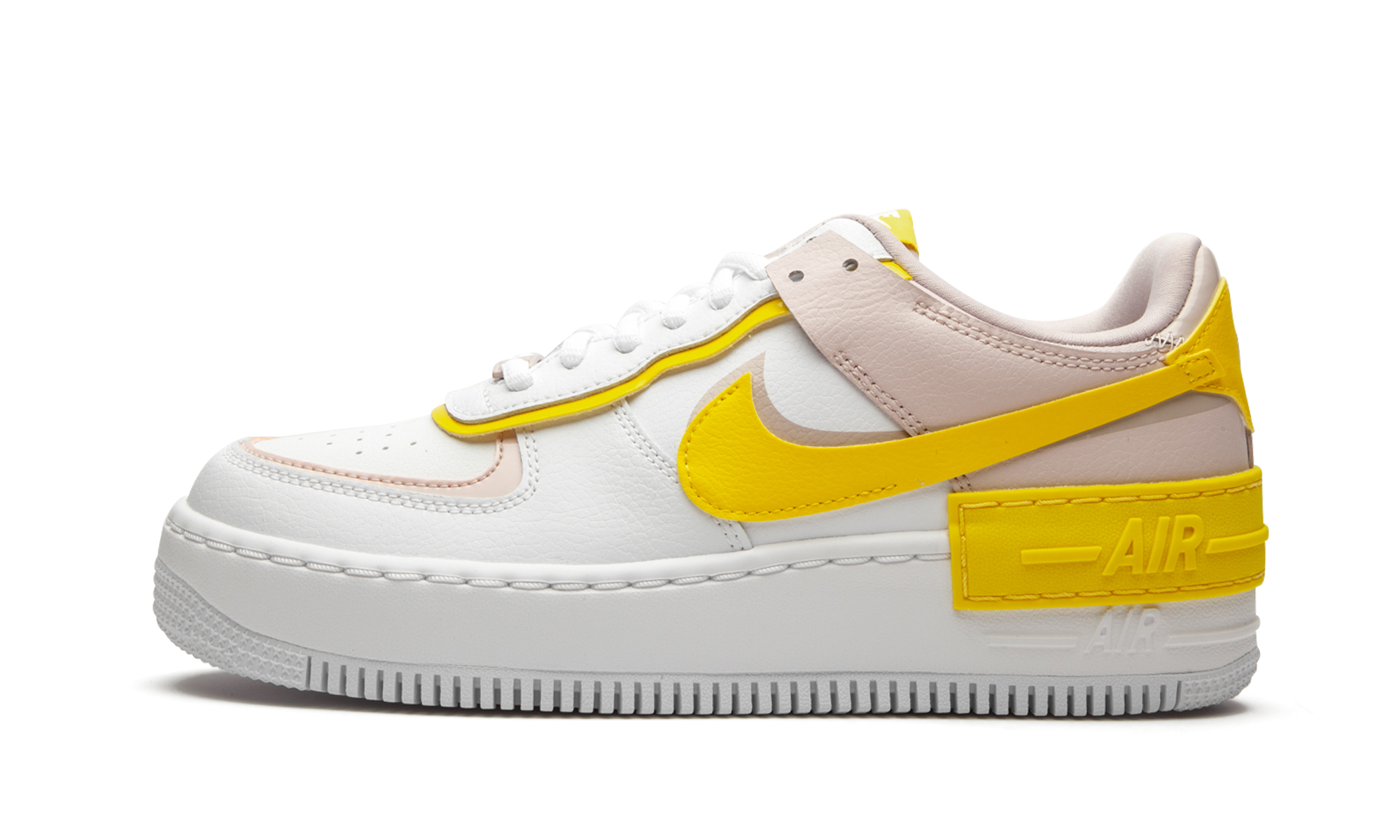 nike air force 1 low shadow white barely rose speed yellow women s+CJ1641-102+diagnol right view 1