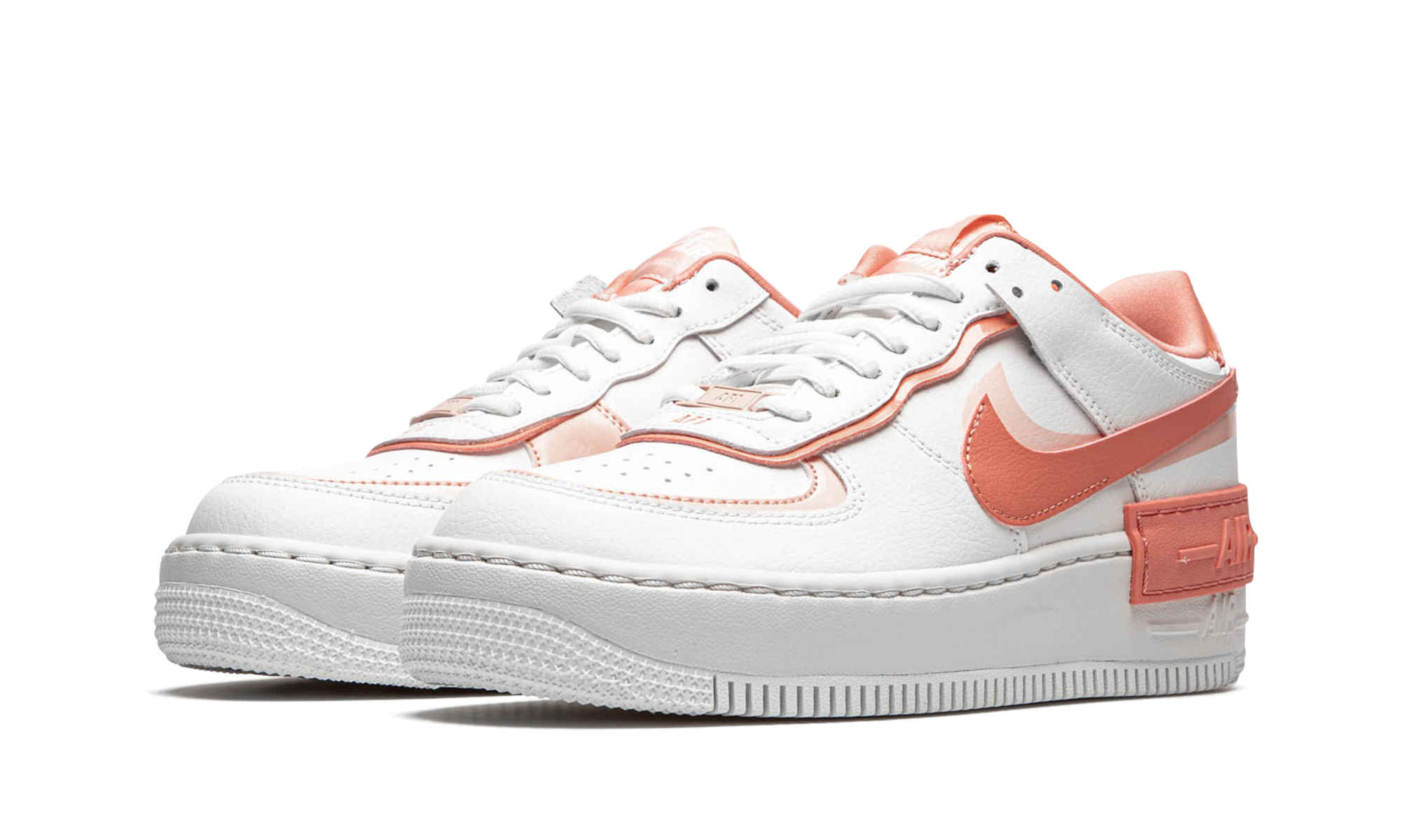 nike air force 1 low shadow white coral pink women s+CJ1641-101+diagnol left view
