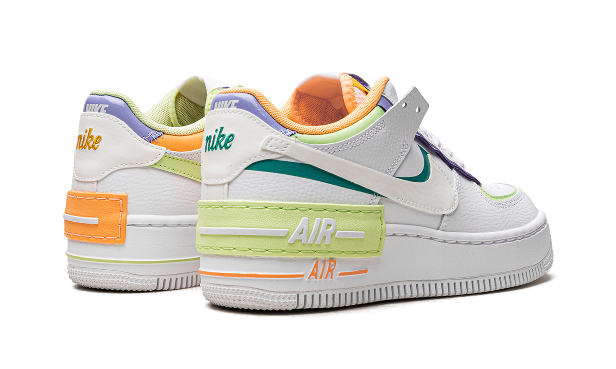 nike air force 1 low shadow white peach cream lime women s+DX3718-100+diagnol right behind view