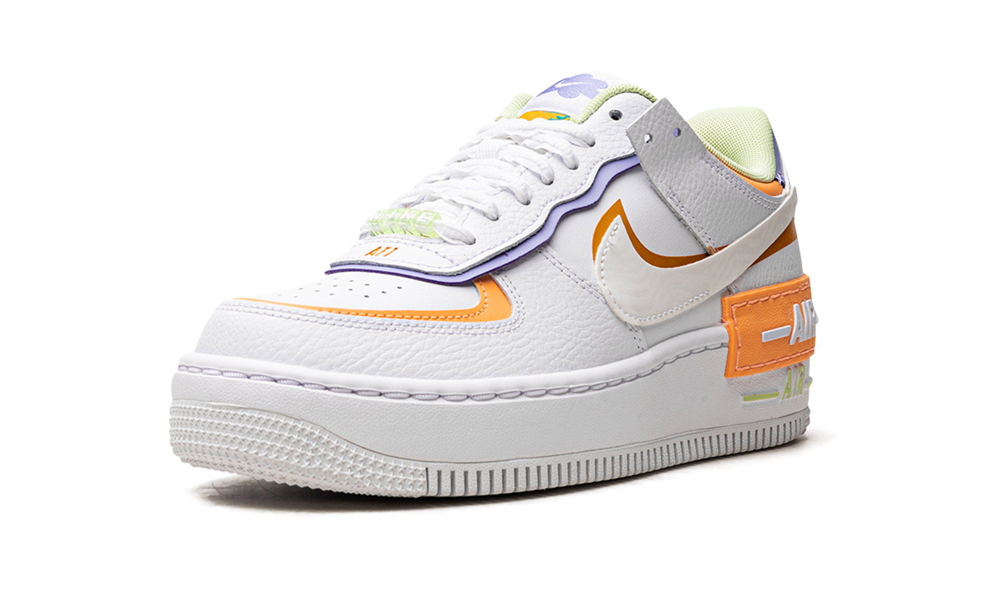 nike air force 1 low shadow white peach cream lime women s+DX3718-100+left diagnol single view