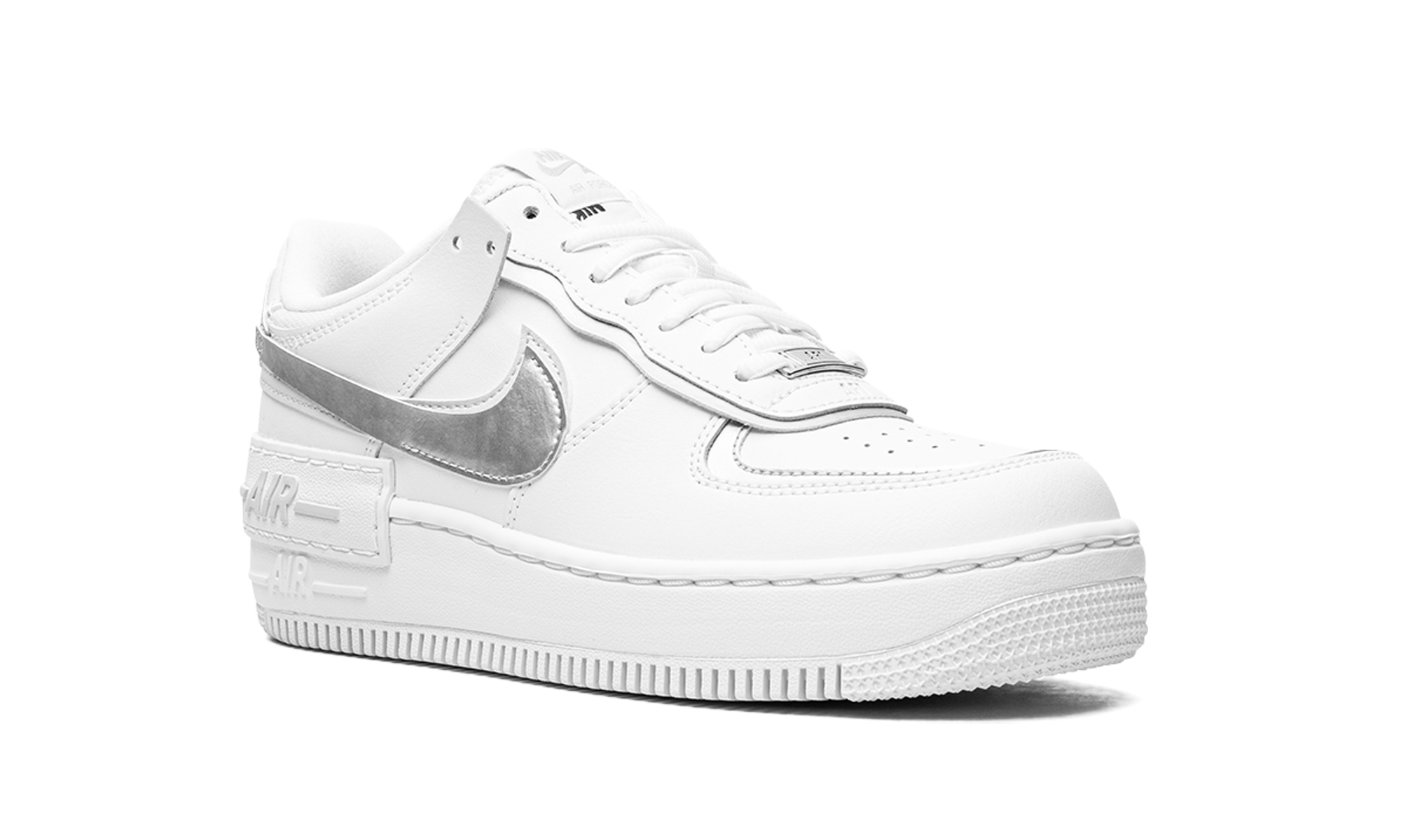 nike air force 1 low shadow white pure platinum metallic silver women s+CI0919-119+diagnol right view
