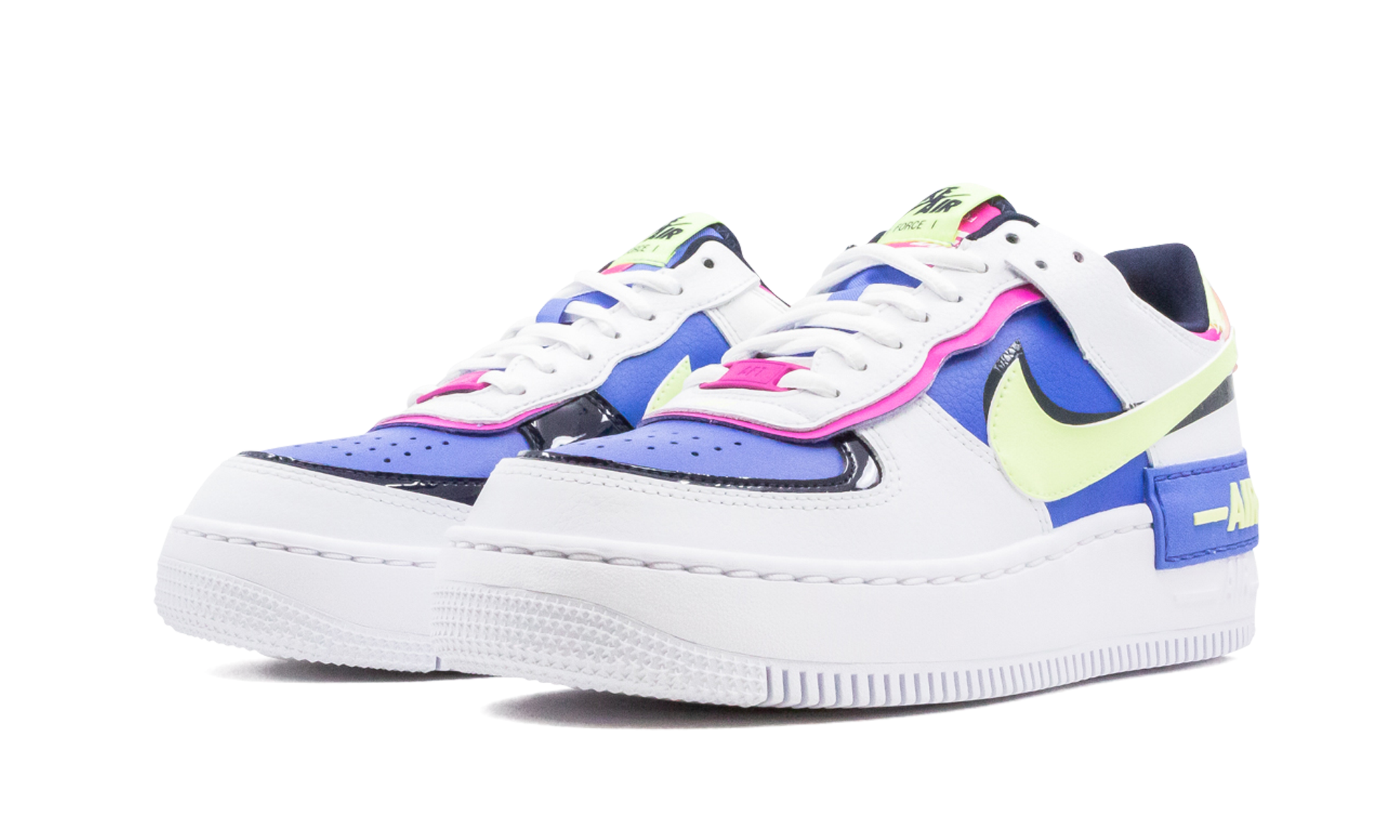 nike air force 1 low shadow white sapphire barely volt women s+CJ1641-100+diagnol left view