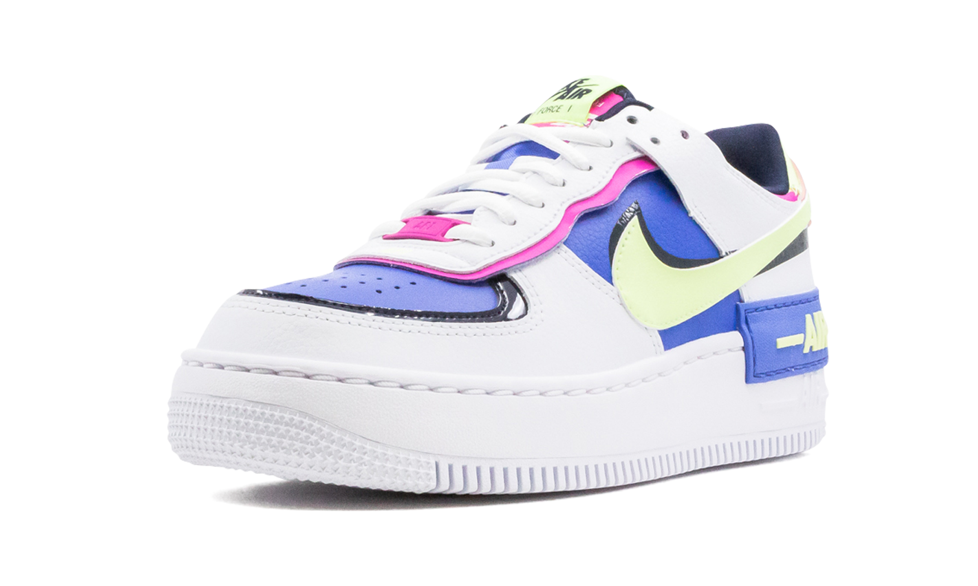 nike air force 1 low shadow white sapphire barely volt women s+CJ1641-100+left diagnol single view