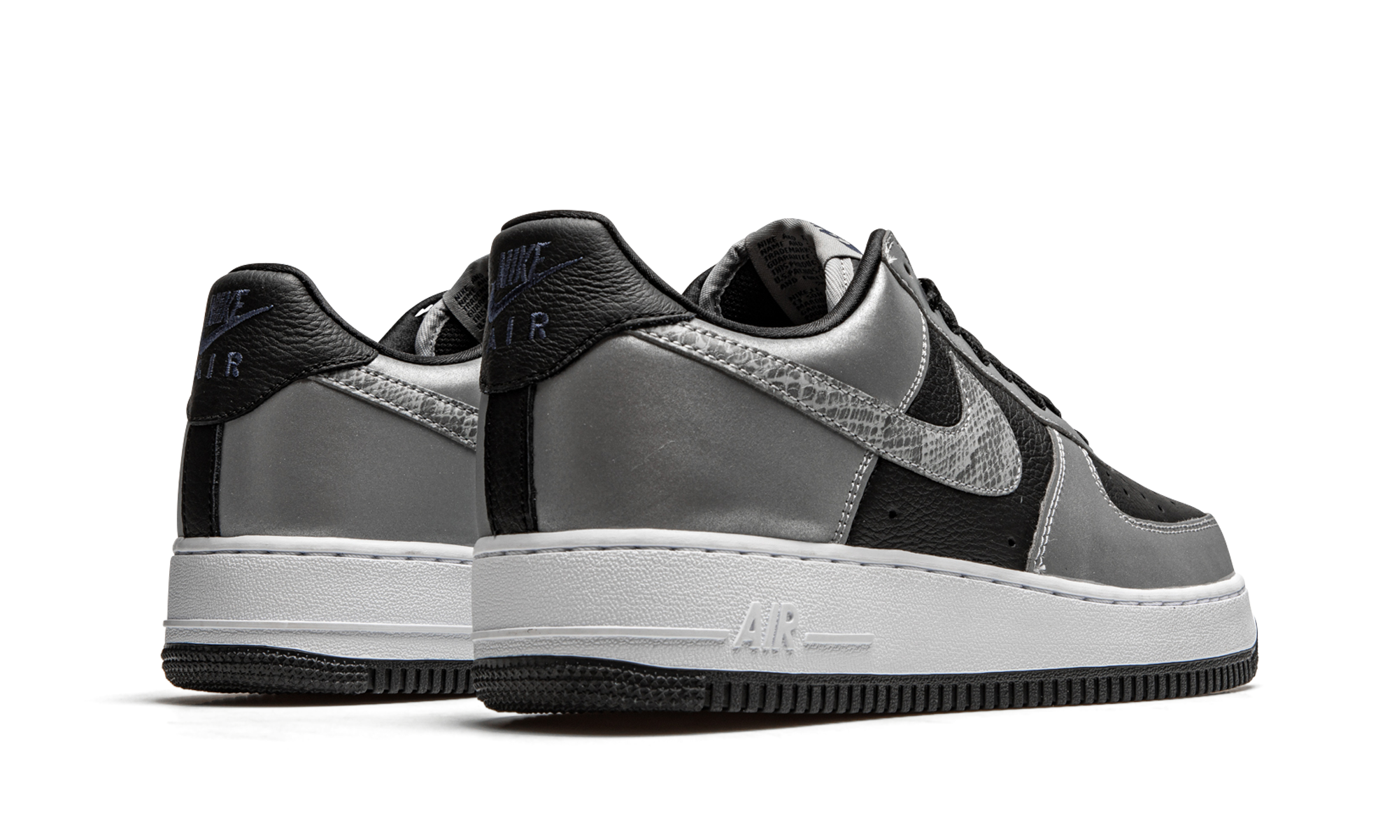 nike air force 1 low silver snake 2021+DJ6033-001+diagnol right behind view