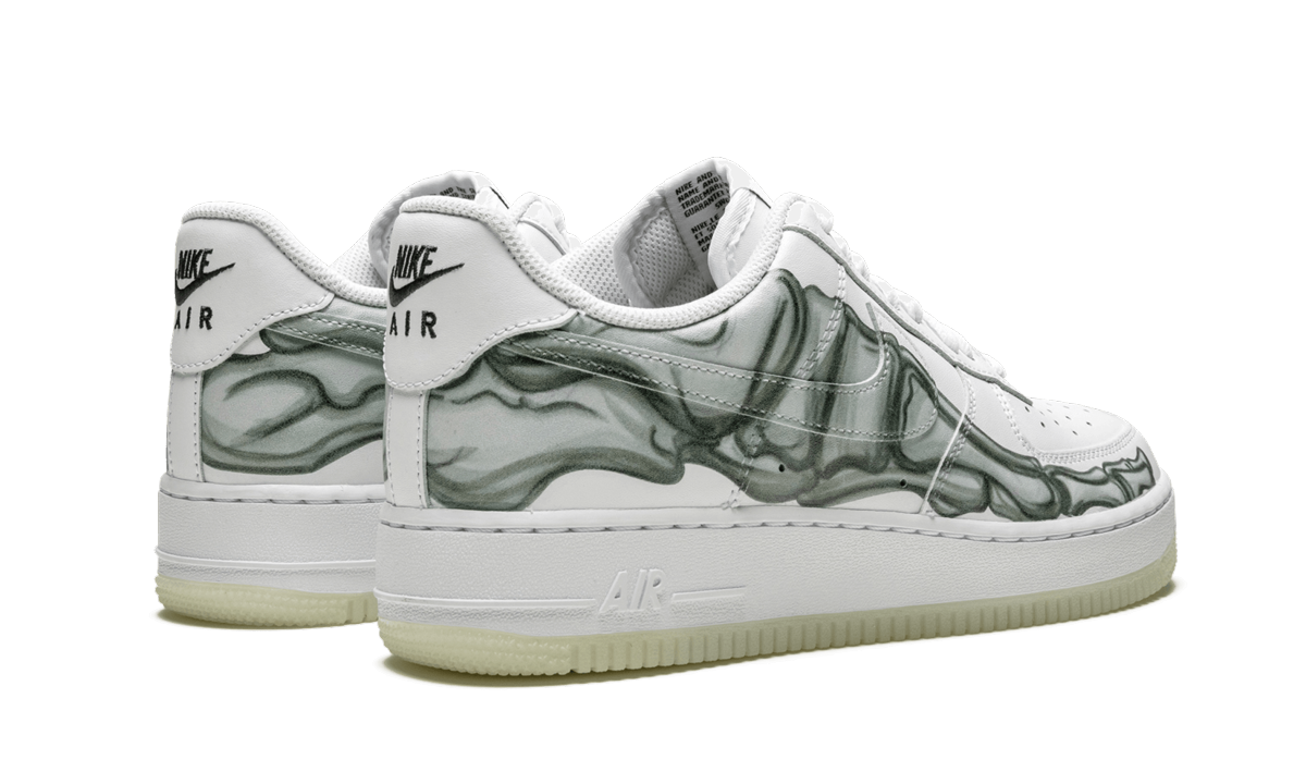 nike air force 1 low skeleton halloween 2018+BQ7541-100+diagnol right behind view