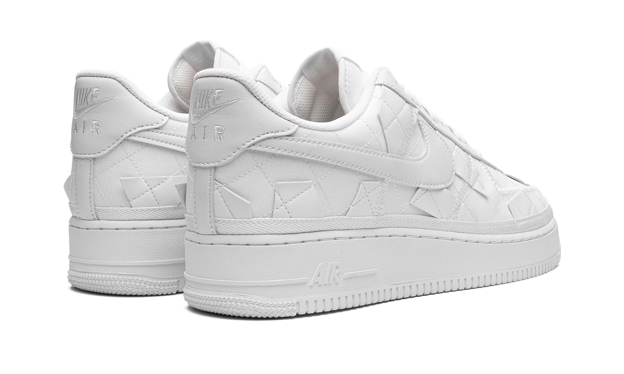 nike air force 1 low sp billie eilish triple white+DZ3674-100+diagnol right behind view