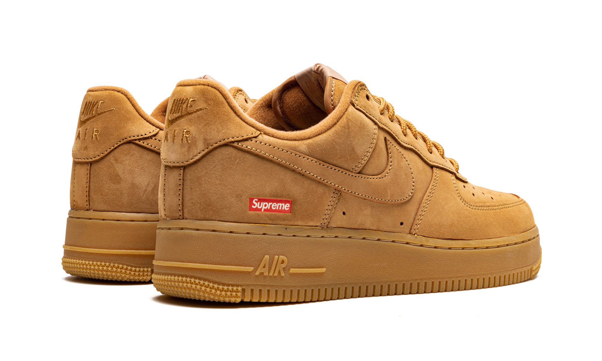 nike air force 1 low sp supreme wheat+DN1555-200+diagnol right behind view