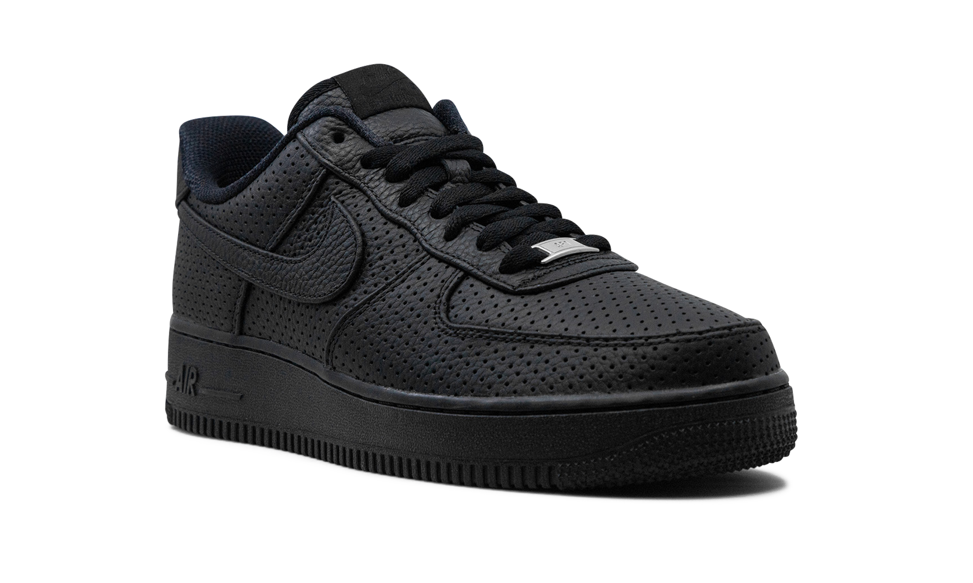 nike air force 1 low sp triple black perforated+HF8189-001+diagnol right view