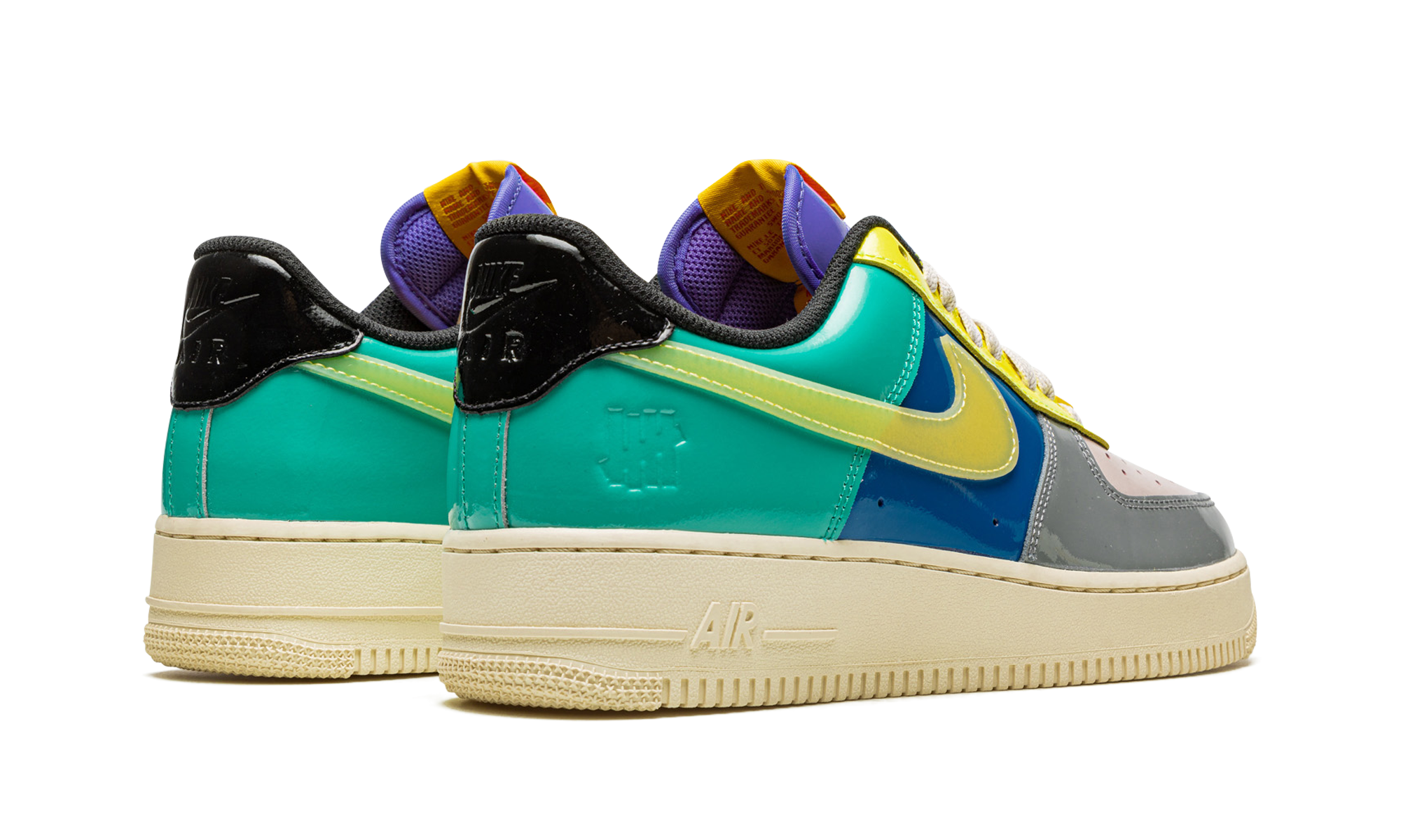 nike air force 1 low sp undefeated multi patent community+DV5255-001+diagnol right behind view