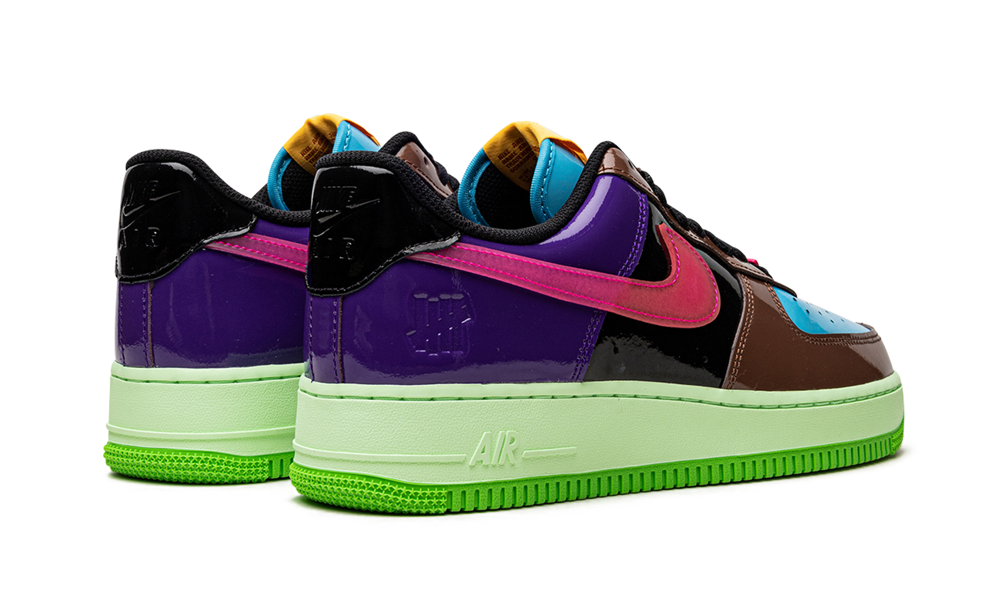 nike air force 1 low sp undefeated multi patent pink prime+DV5255-200+diagnol right behind view