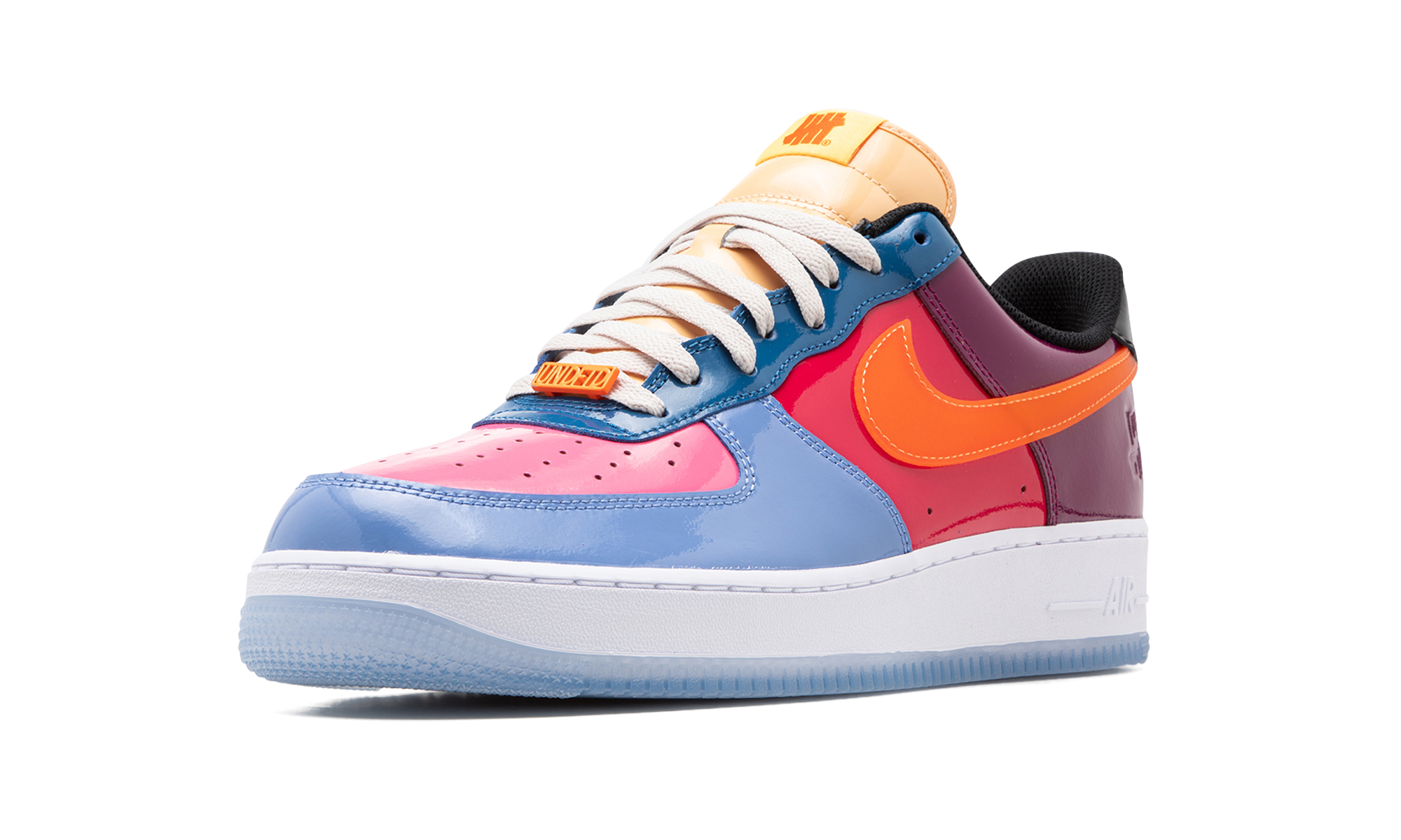 nike air force 1 low sp undefeated multi patent total orange+DV5255-400+left diagnol single view