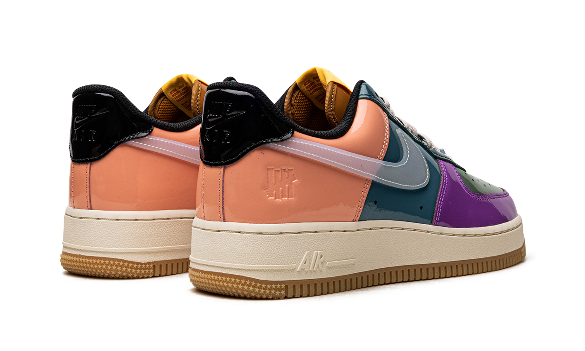 nike air force 1 low sp undefeated multi patent wild berry+DV5255-500+diagnol right behind view