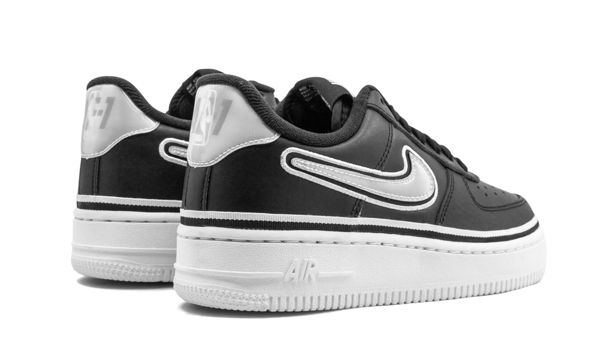 nike air force 1 low sport nba black white+AJ7748-001+diagnol right behind view