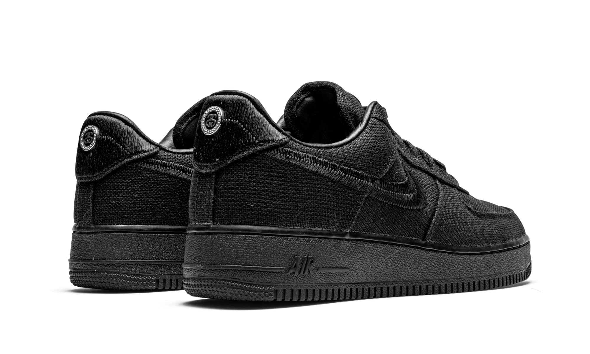 nike air force 1 low stussy black+CZ9084-001+diagnol right behind view