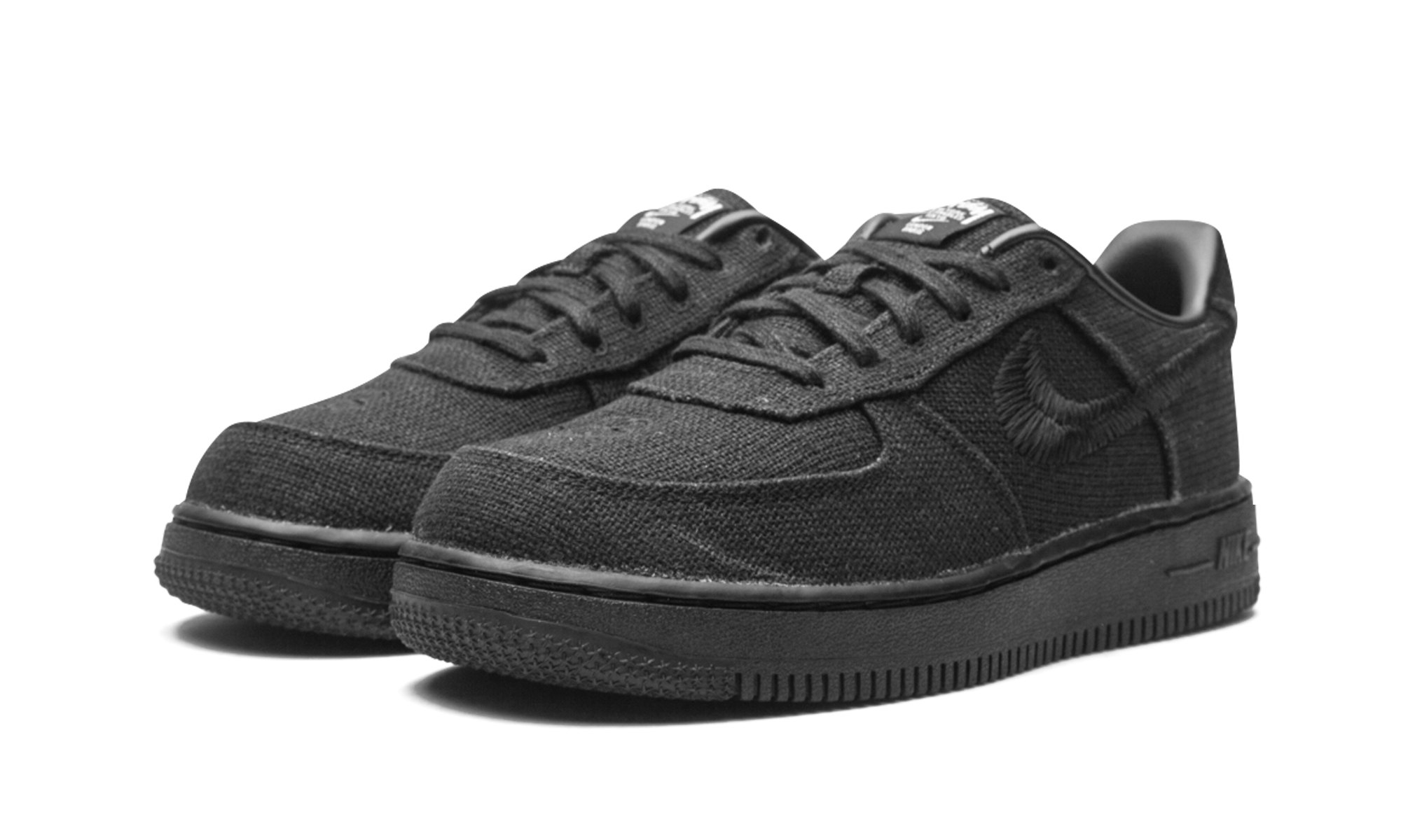 nike air force 1 low stussy black ps+DD1578-001+diagnol left view