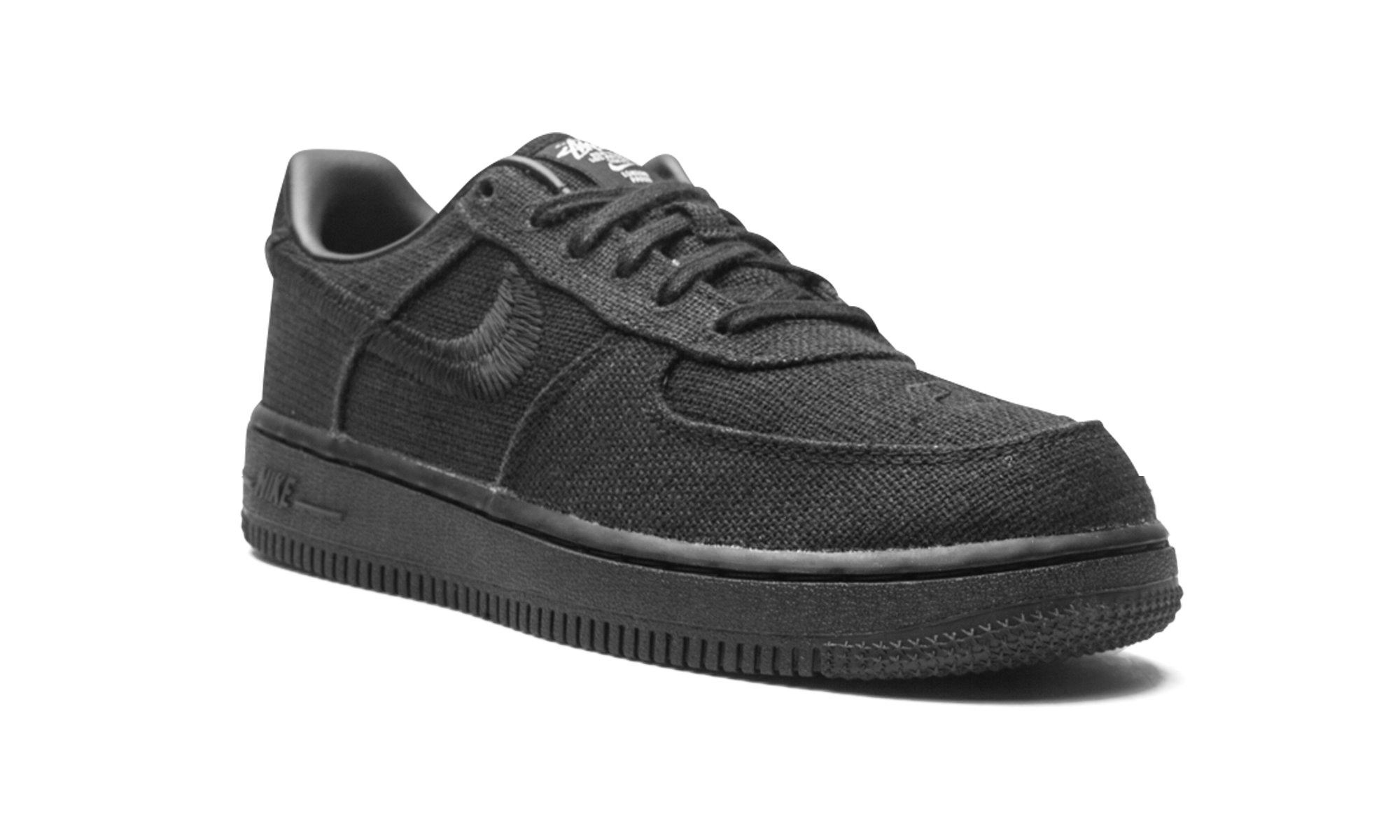 nike air force 1 low stussy black ps+DD1578-001+diagnol right view