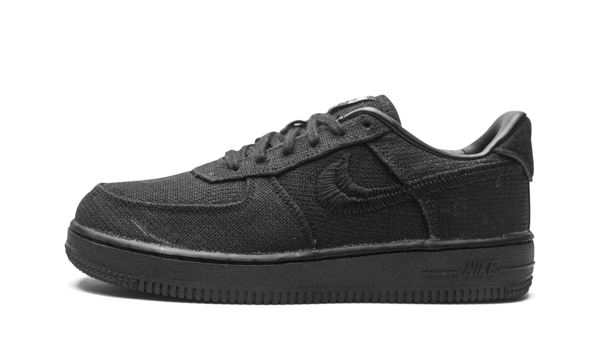 nike air force 1 low stussy black ps+DD1578-001+diagnol right view 1