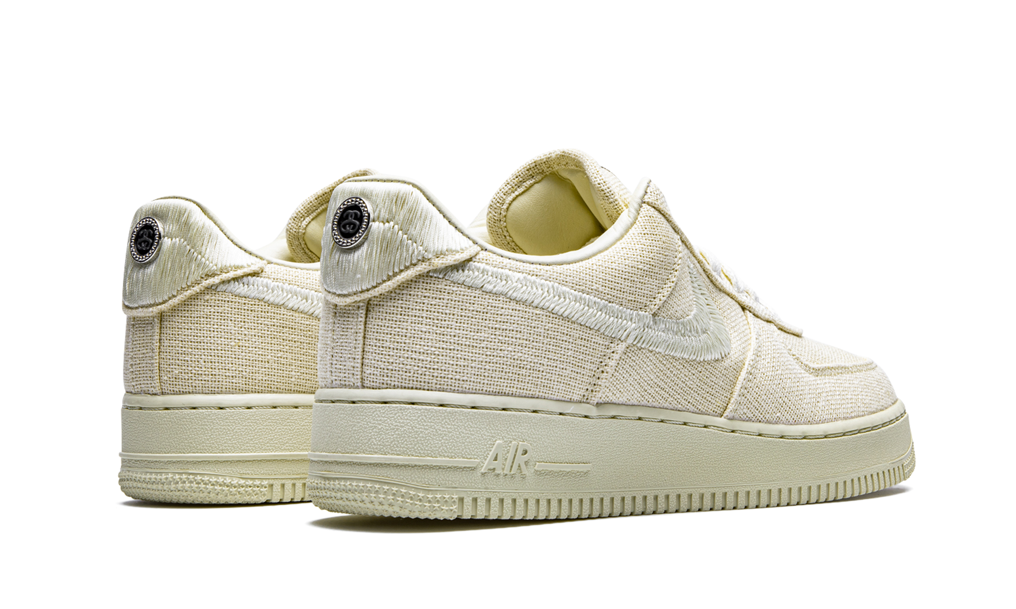 nike air force 1 low stussy fossil+CZ9084-200+diagnol right behind view