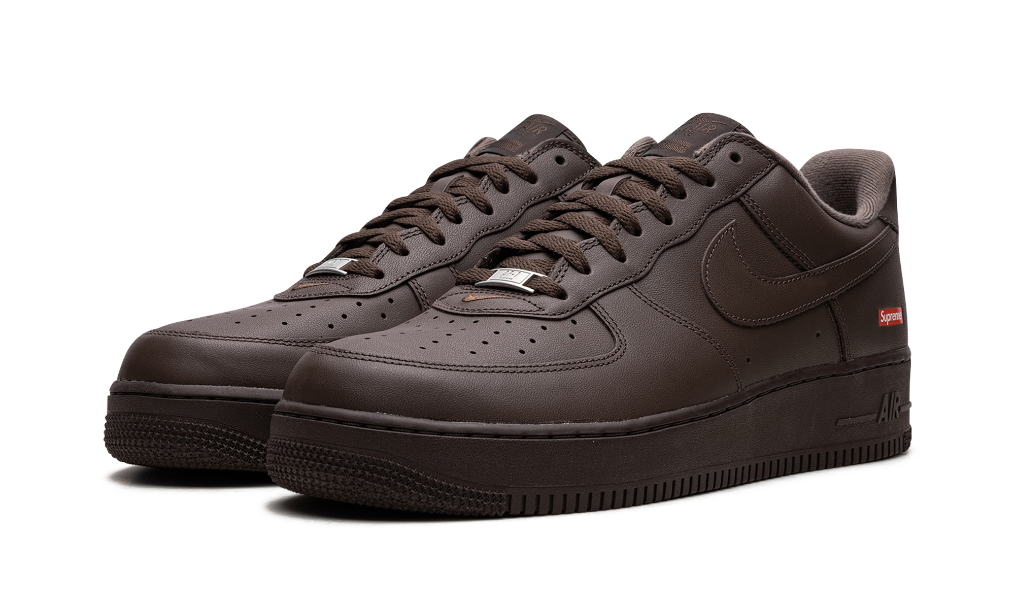 nike air force 1 low supreme baroque brown+CU9225-200+diagnol left view