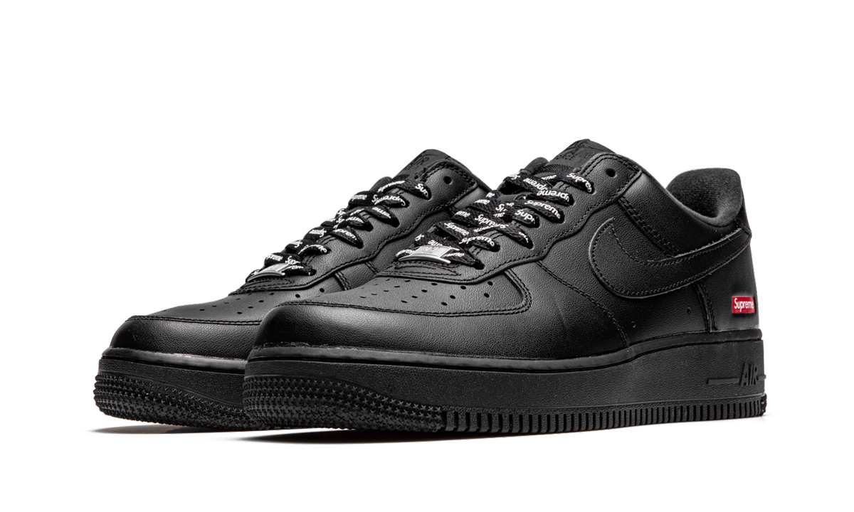 nike air force 1 low supreme black+CU9225-001+diagnol left view