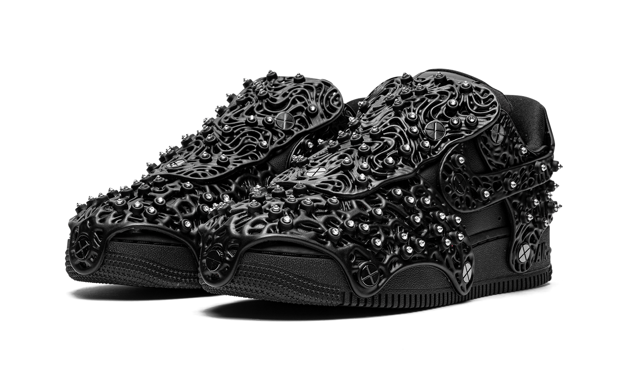 nike air force 1 low swarovski retroreflective crystals black women s+CV7668-001+diagnol left view