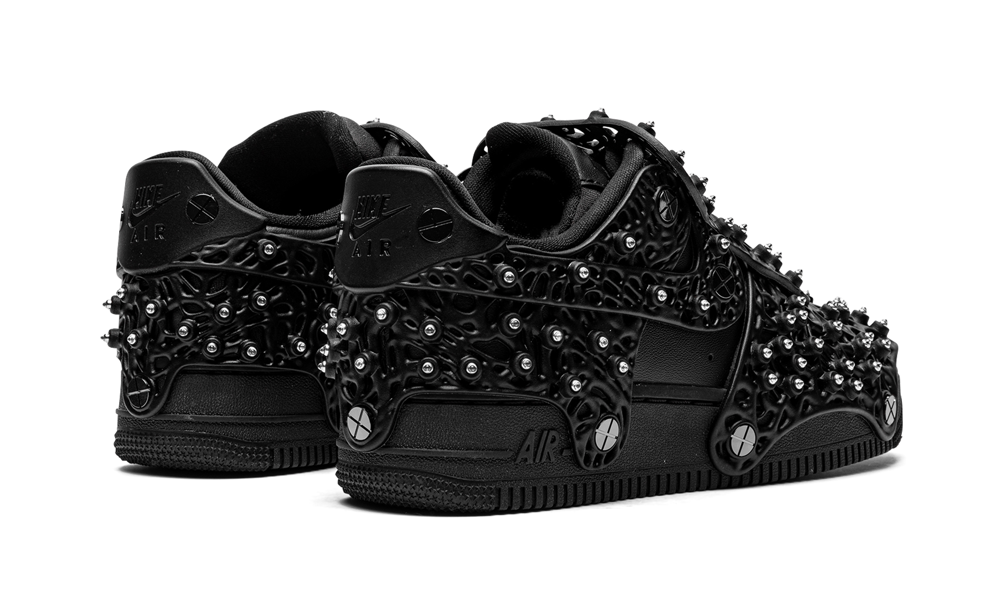 nike air force 1 low swarovski retroreflective crystals black women s+CV7668-001+diagnol right behind view