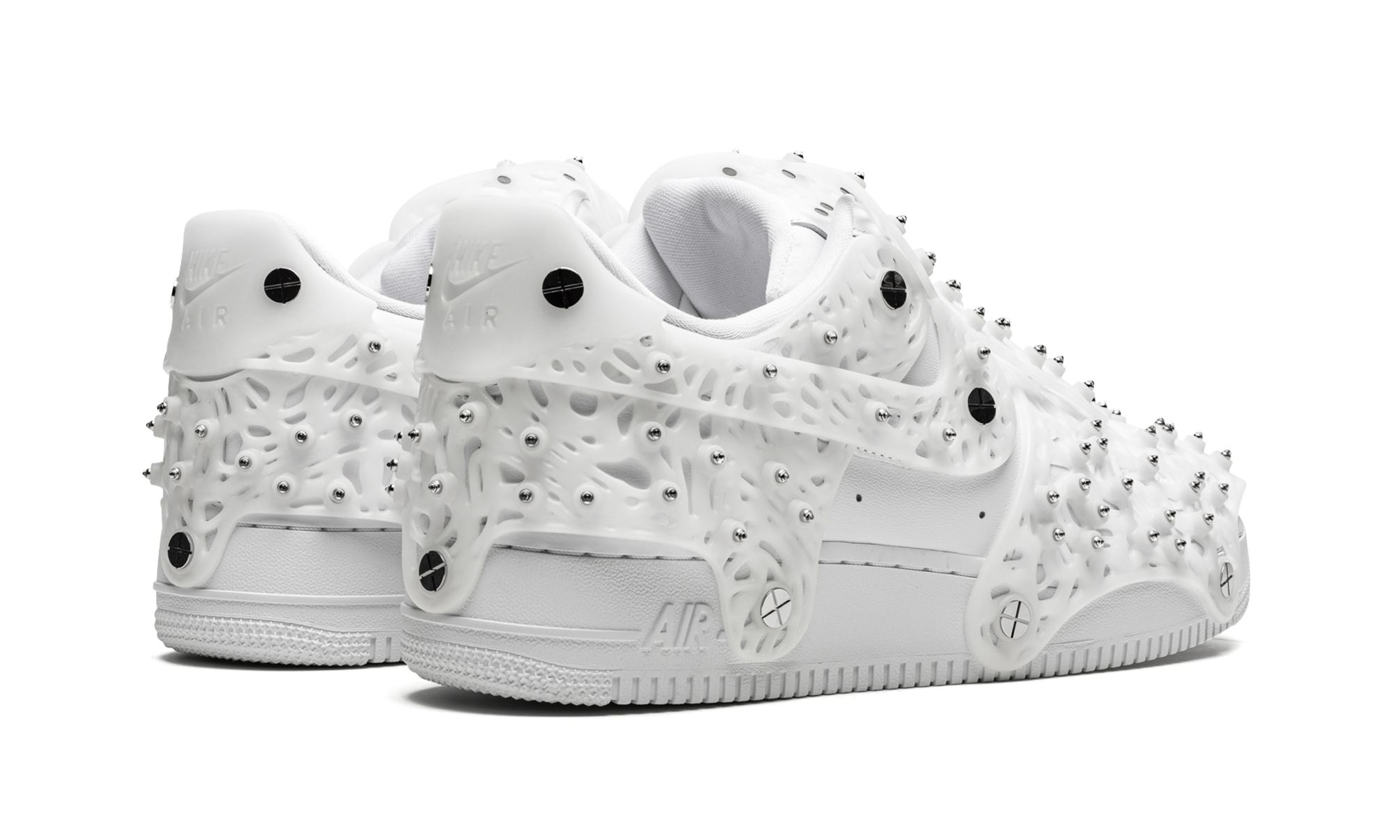 nike air force 1 low swarovski retroreflective crystals white women s+CV7668-100+diagnol right behind view