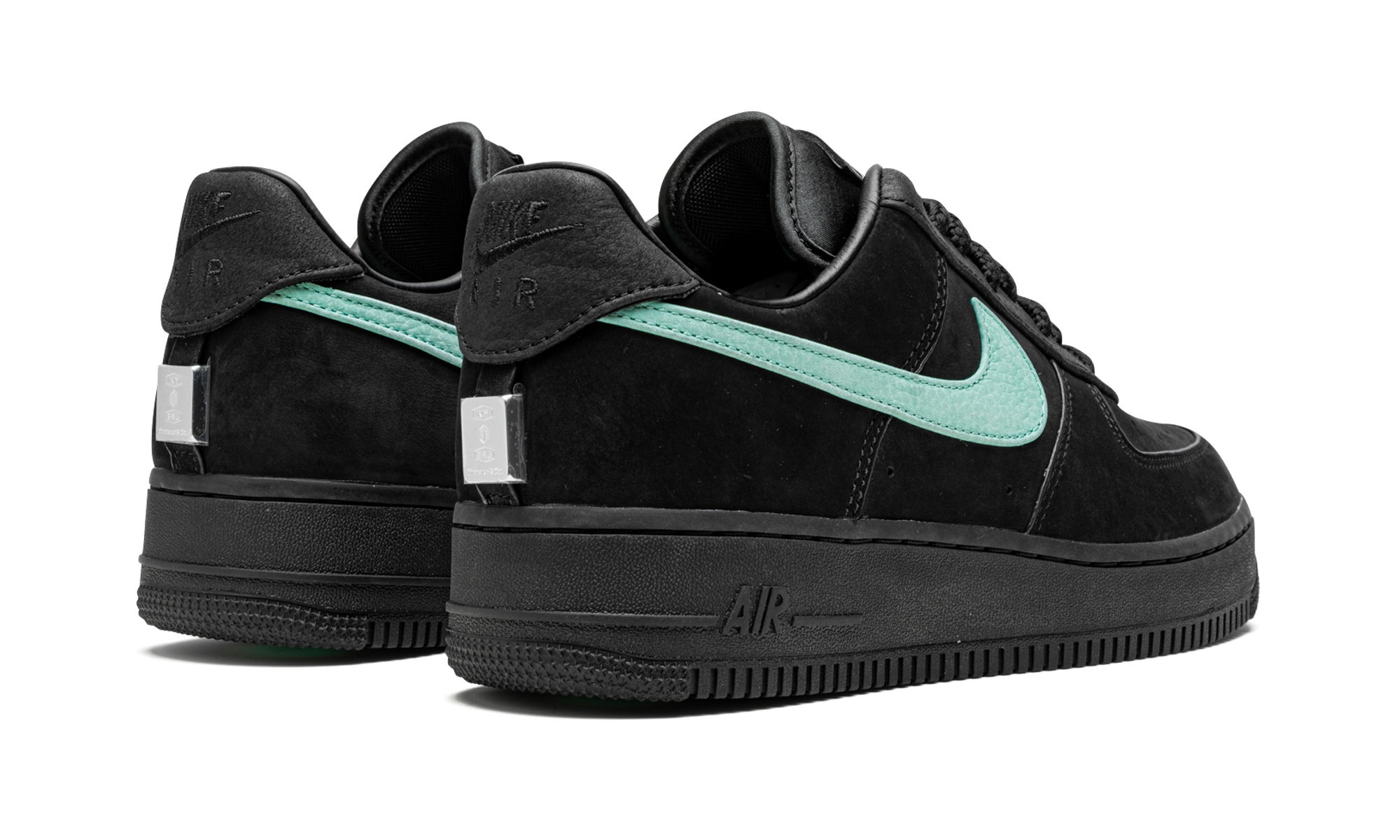 nike air force 1 low tiffany co 1837+DZ1382-001+diagnol right behind view