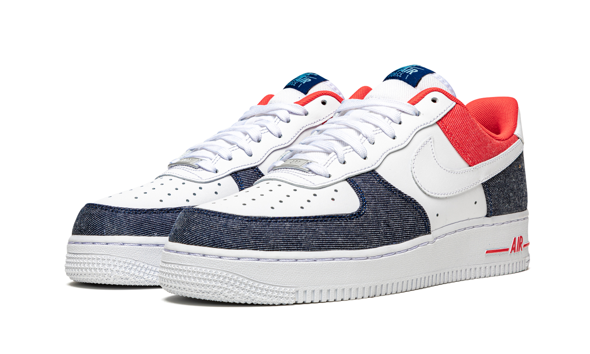 nike air force 1 low usa denim+DJ5174-100+diagnol left view