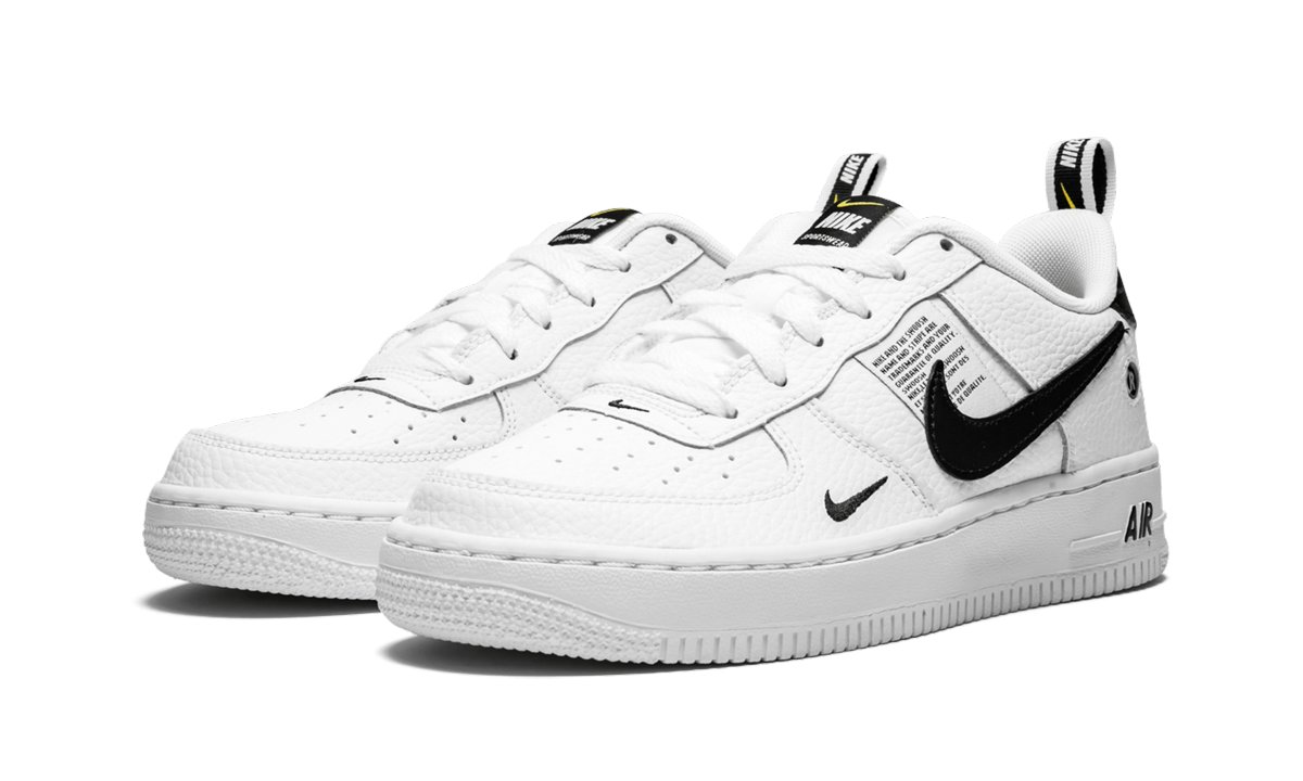 nike air force 1 low utility white black gs+AR1708-100+diagnol left view