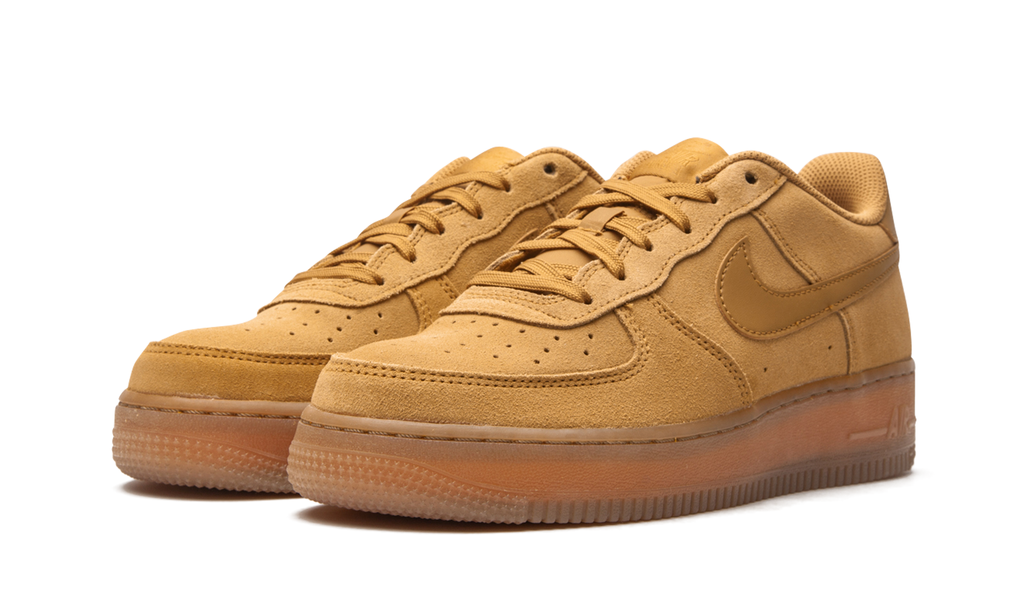 nike air force 1 low wheat 2019 gs+BQ5485-700+diagnol left view