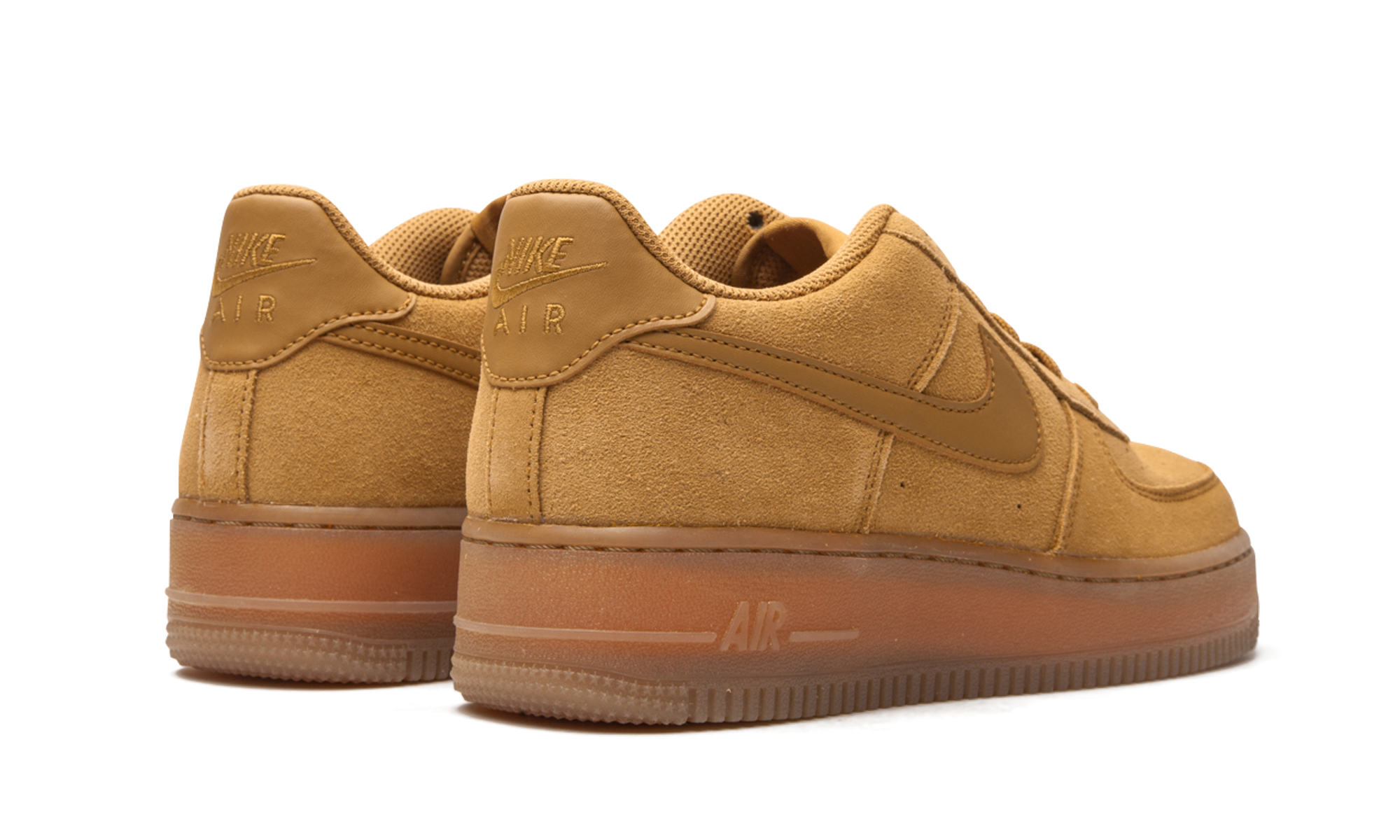 nike air force 1 low wheat 2019 gs+BQ5485-700+diagnol right behind view