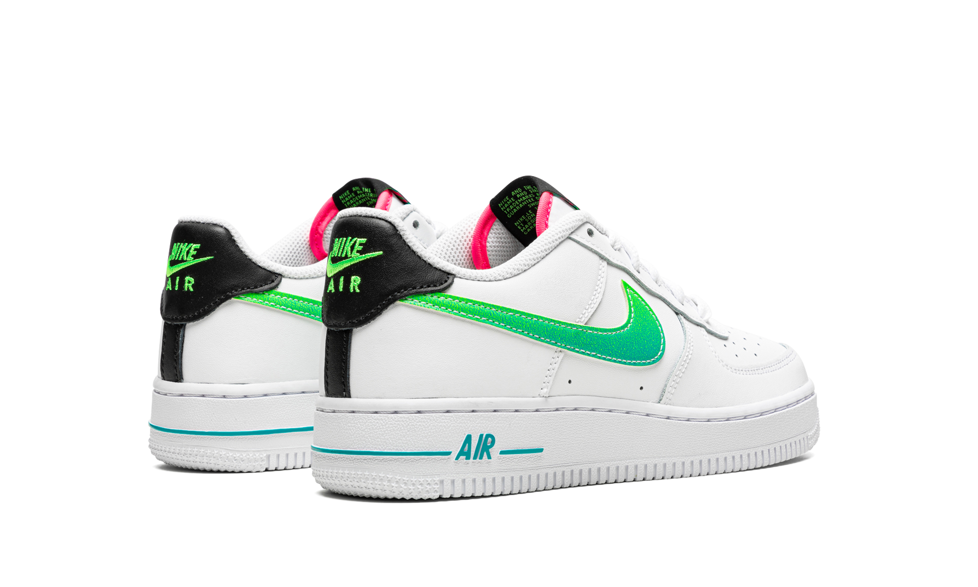 nike air force 1 low white aquamarine gs+DJ5154-100+diagnol right behind view