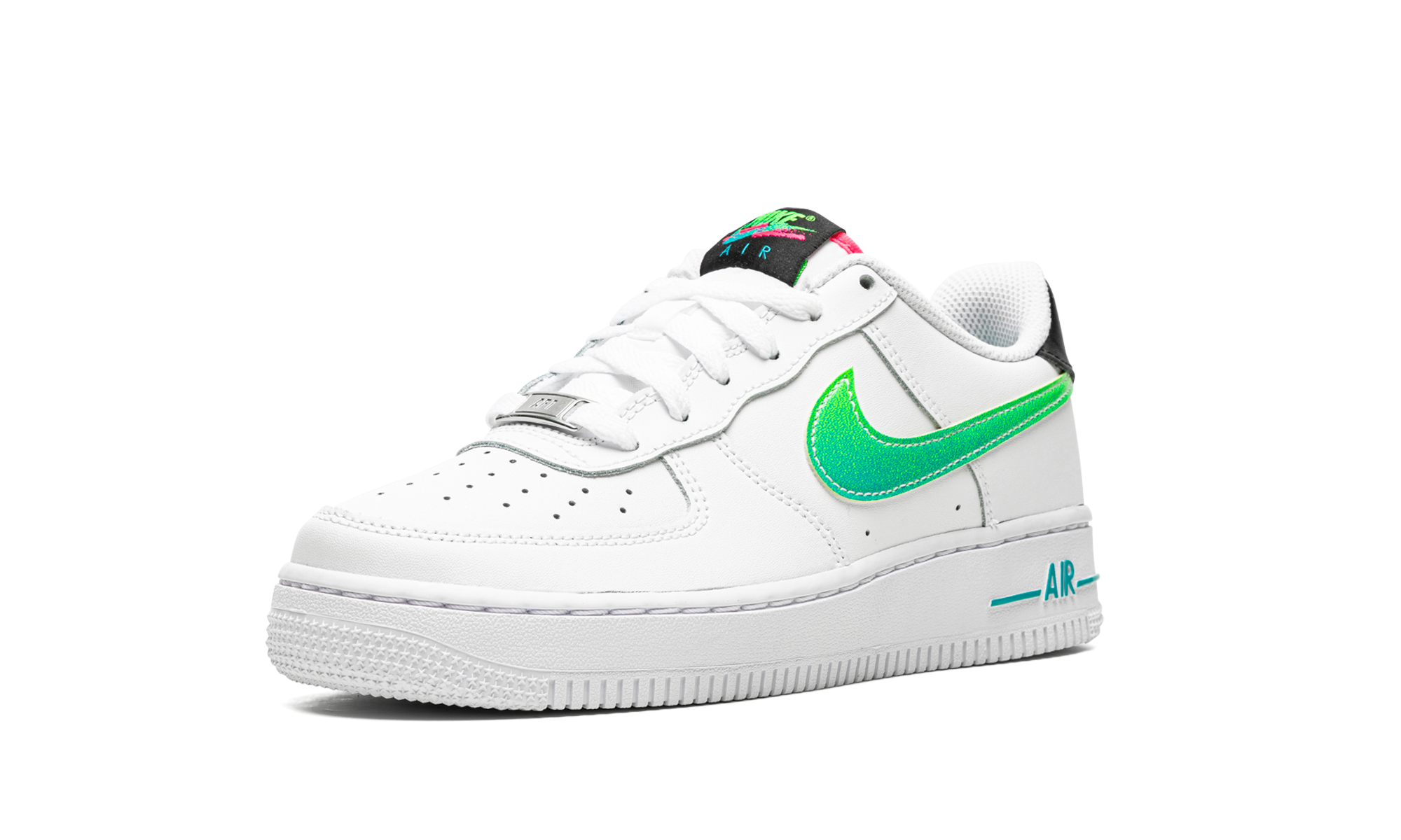 nike air force 1 low white aquamarine gs+DJ5154-100+left diagnol single view