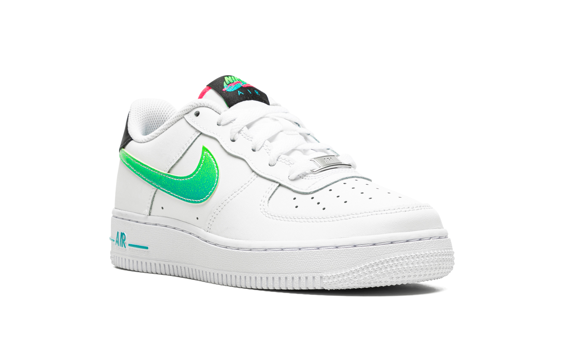nike air force 1 low white aquamarine gs+DJ5154-100+diagnol right view