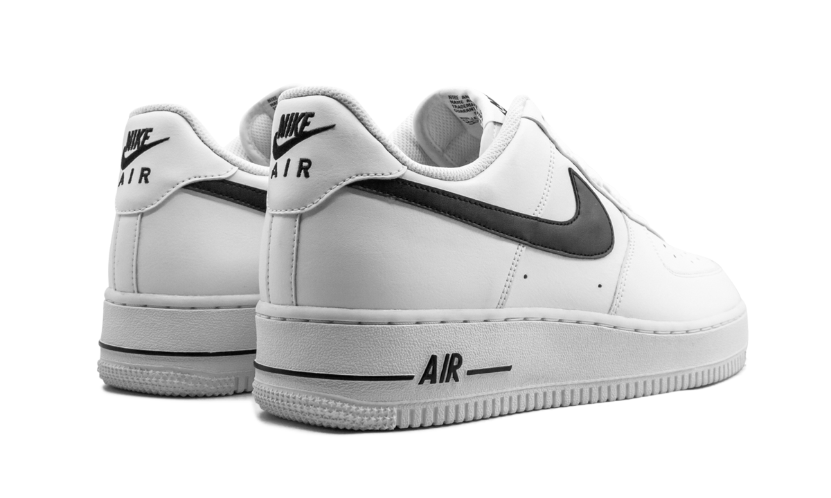 nike air force 1 low white black 2020+CJ0952-100+diagnol right behind view
