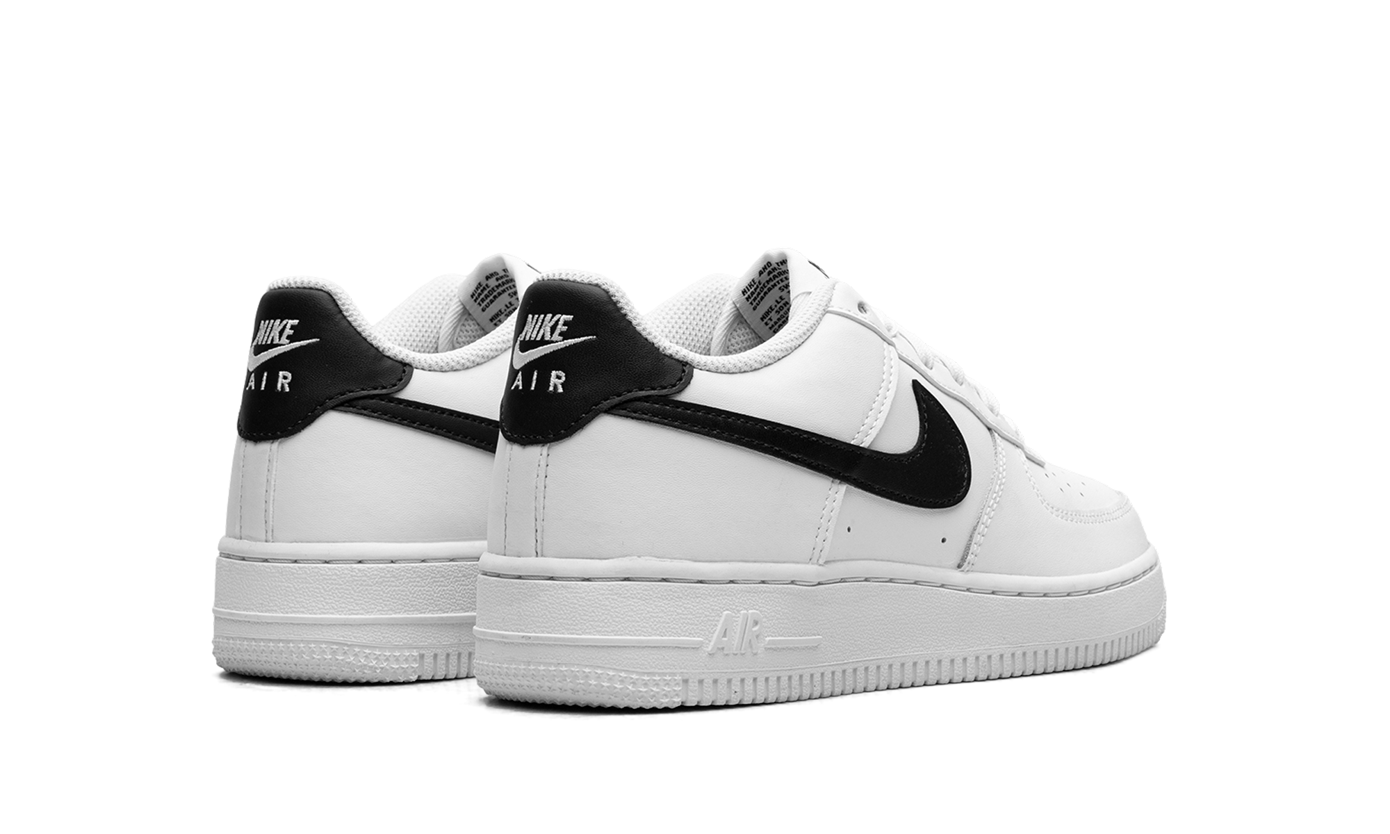 nike air force 1 low white black 2024 gs+FV5948-101+diagnol right behind view